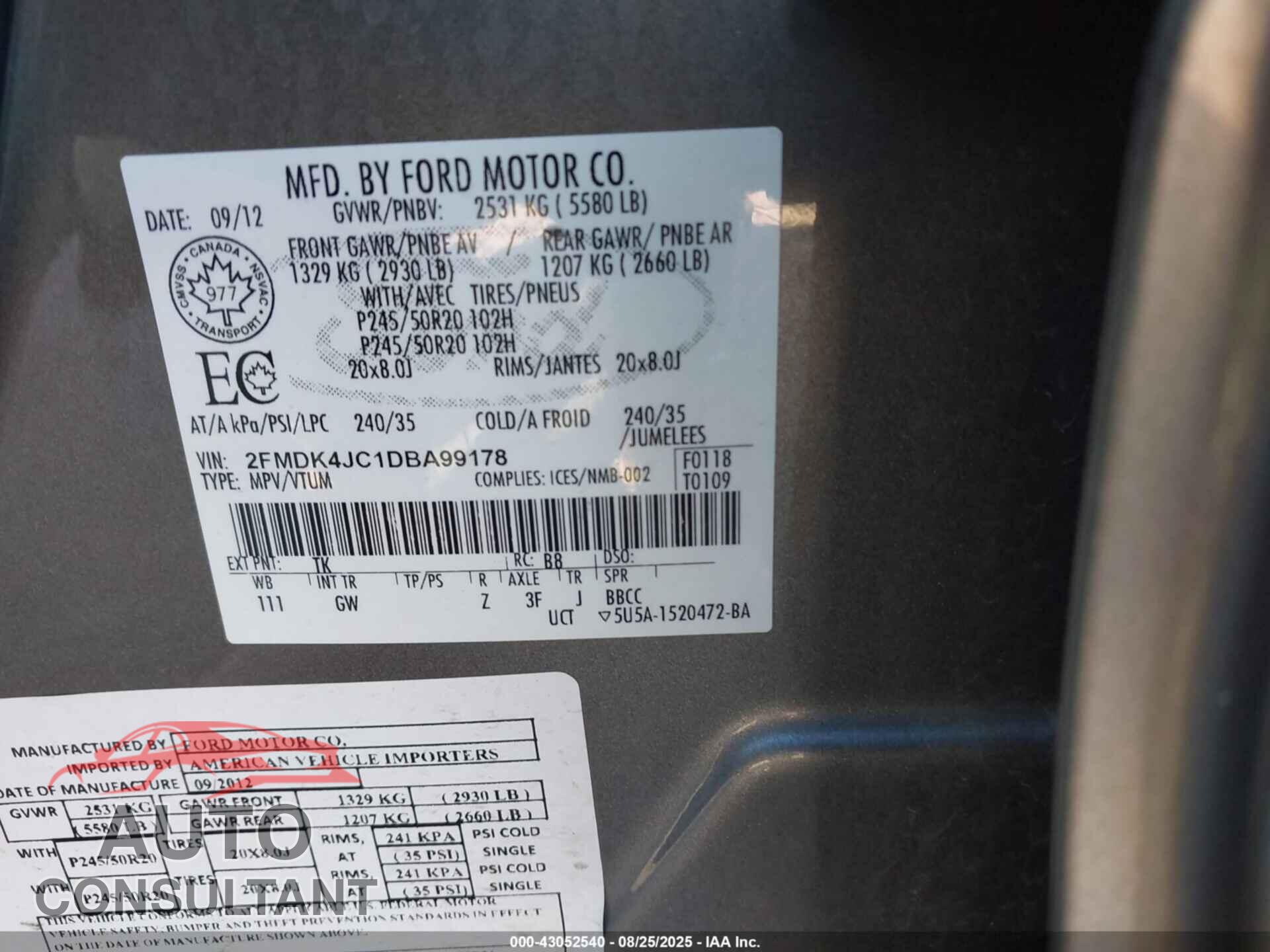 FORD EDGE 2013 - 2FMDK4JC1DBA99178