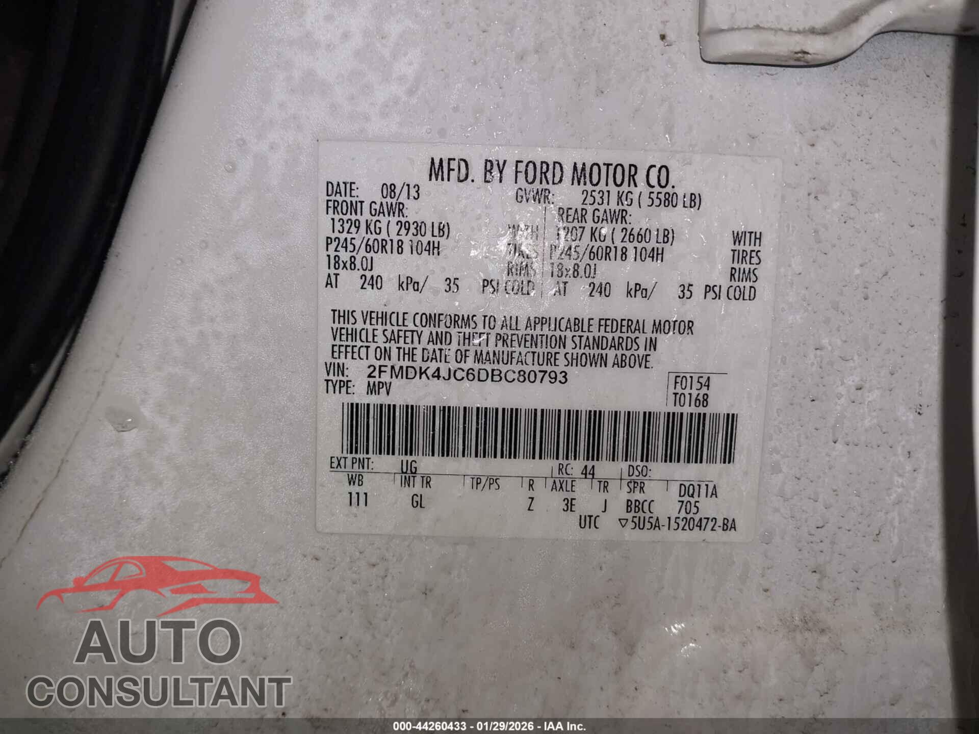 FORD EDGE 2013 - 2FMDK4JC6DBC80793