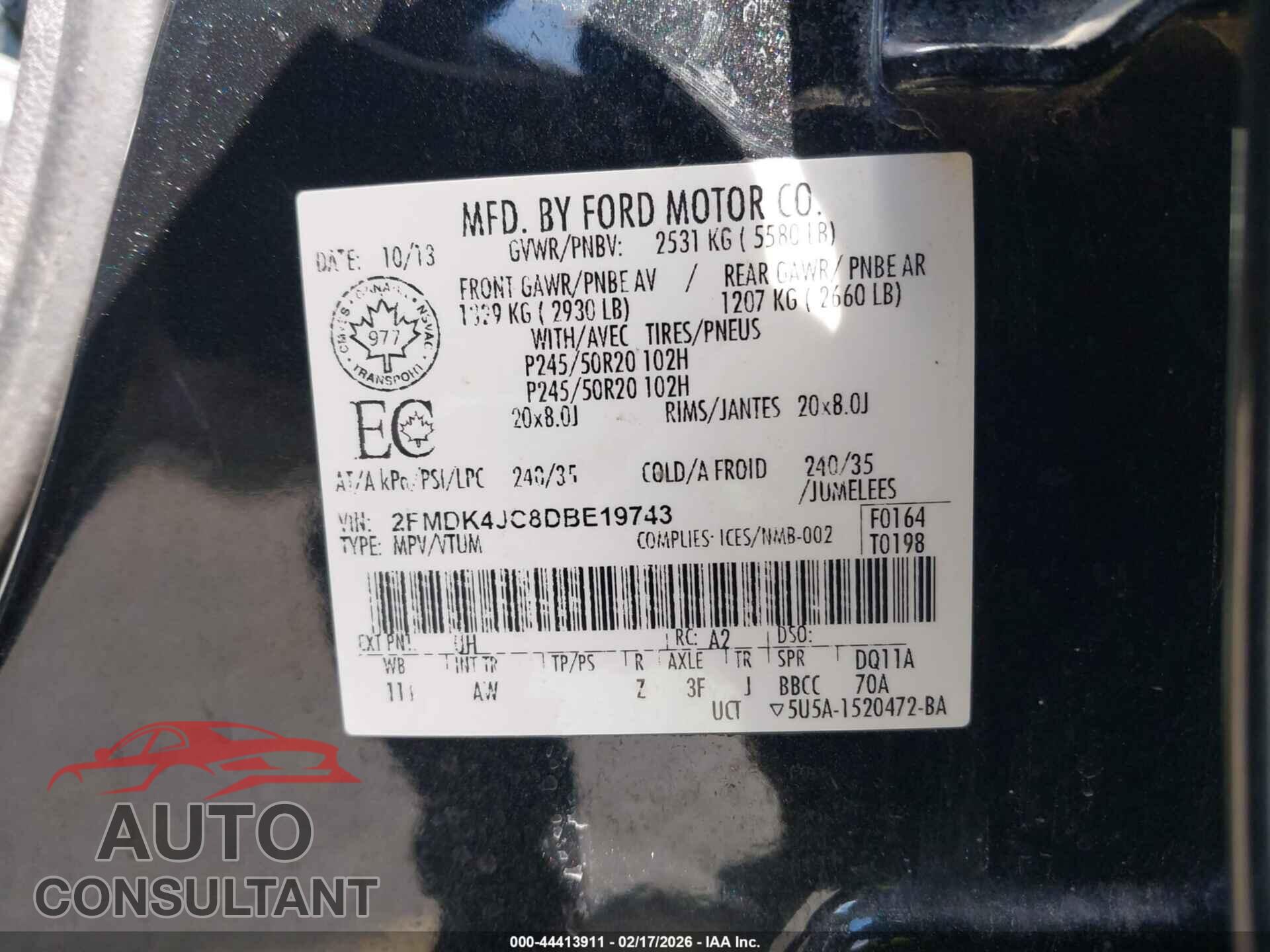 FORD EDGE 2013 - 2FMDK4JC8DBE19743