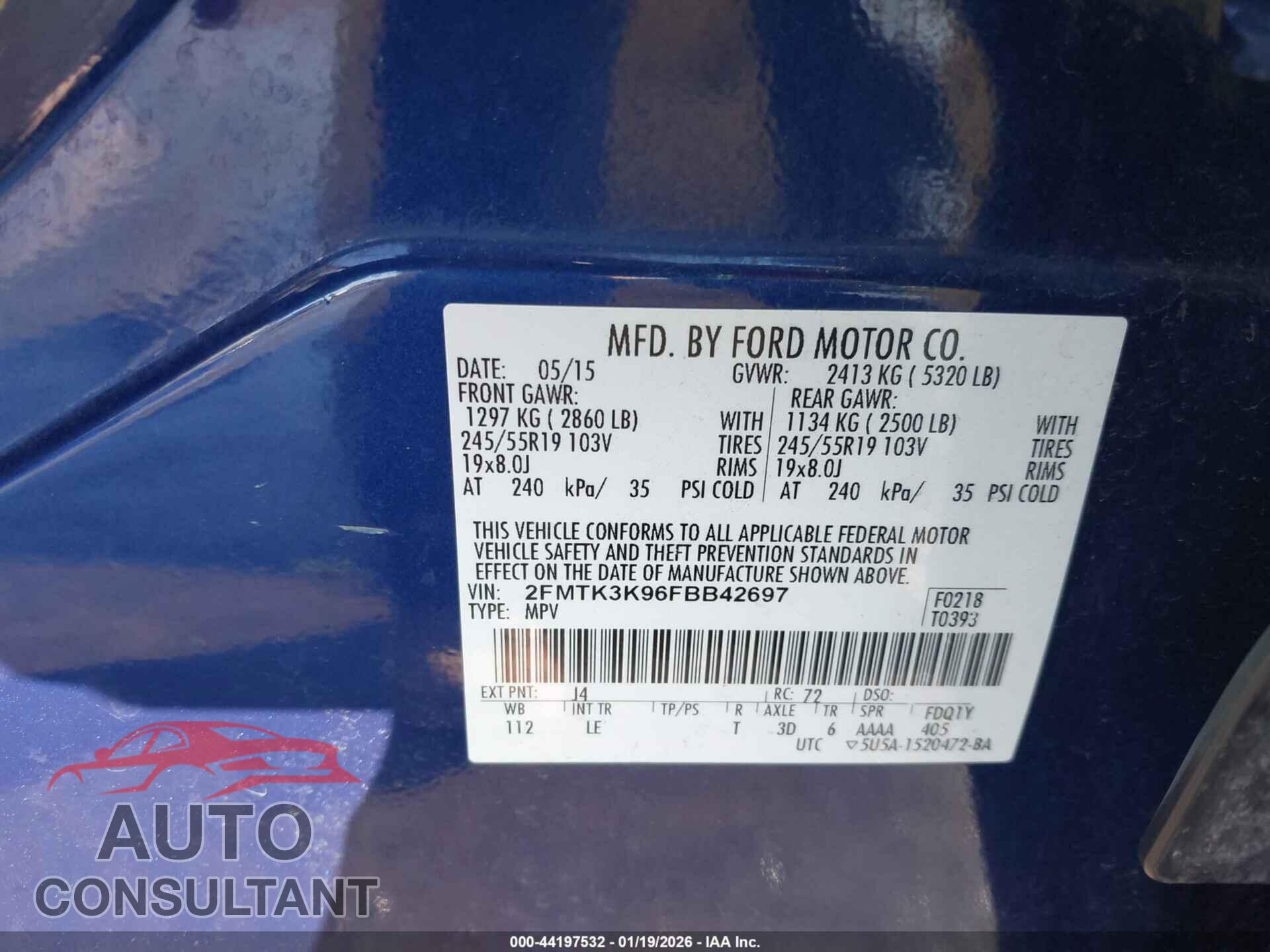 FORD EDGE 2015 - 2FMTK3K96FBB42697