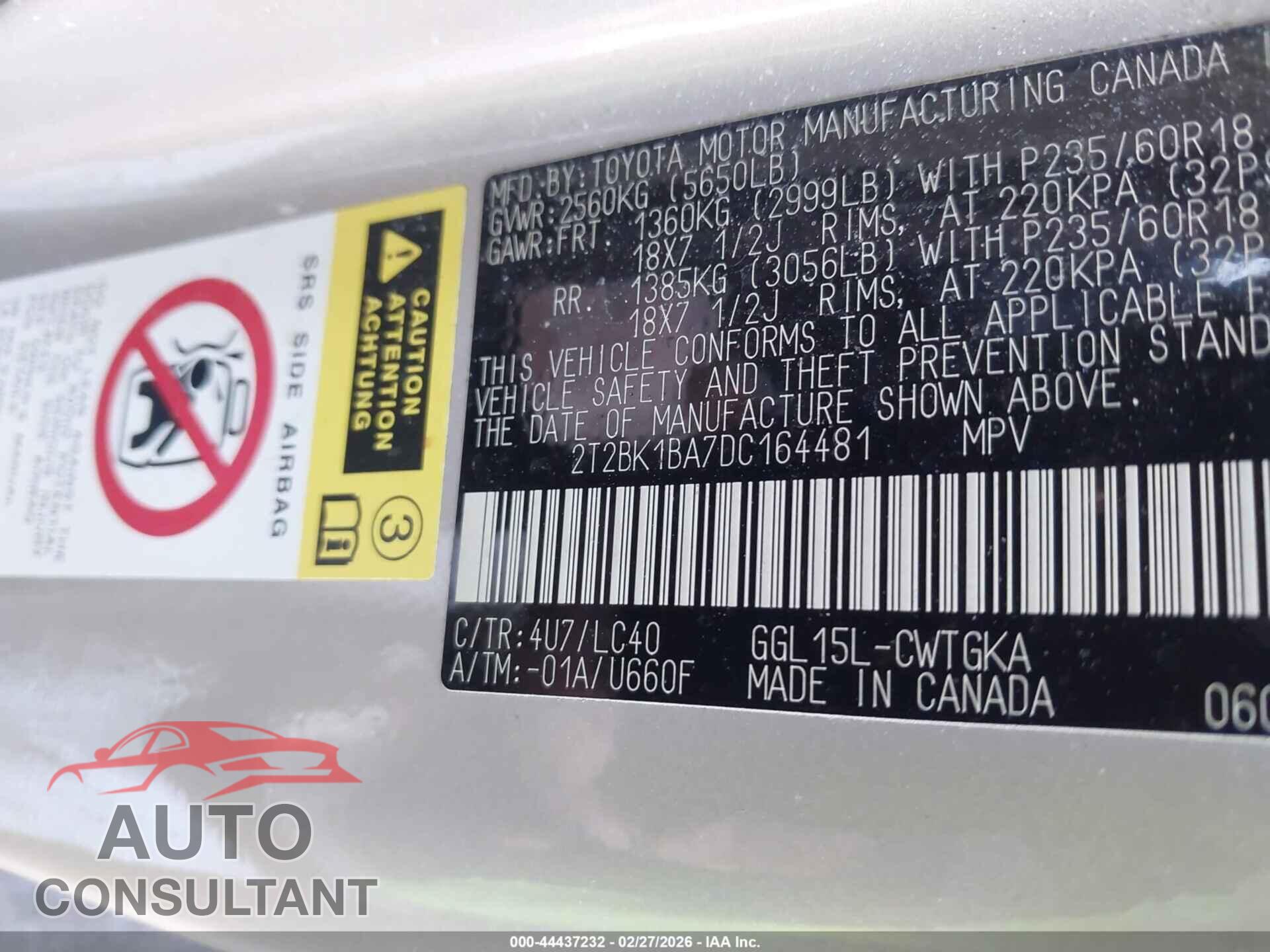 LEXUS RX 350 2013 - 2T2BK1BA7DC164481