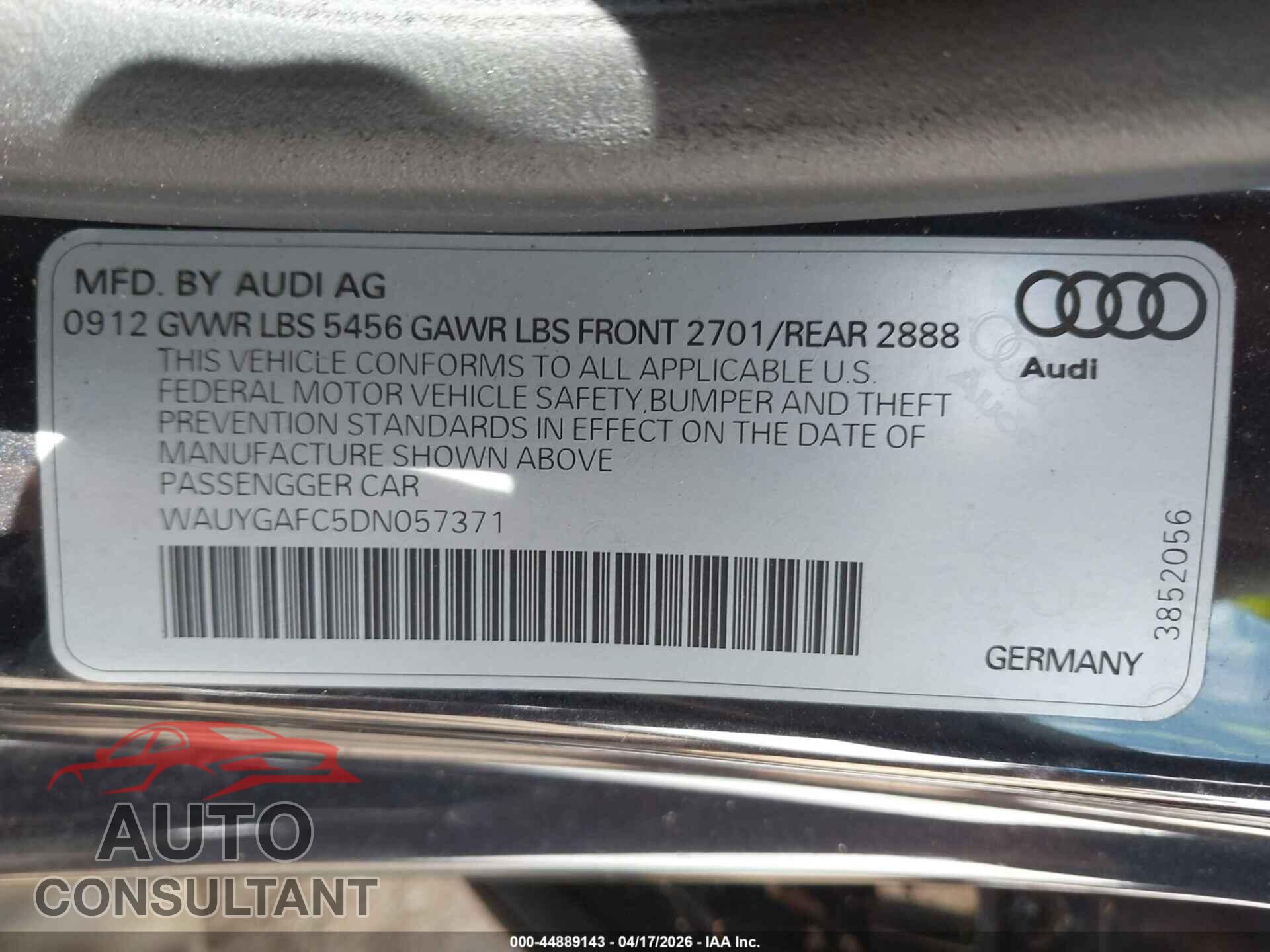 AUDI A7 2013 - WAUYGAFC5DN057371