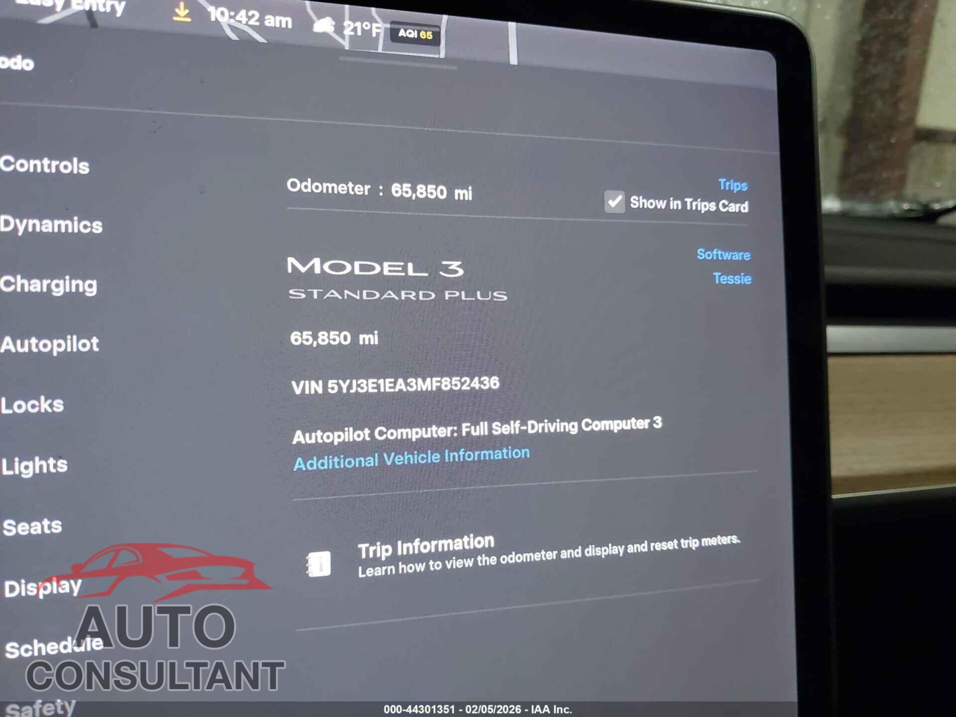 TESLA MODEL 3 2021 - 5YJ3E1EA3MF852436