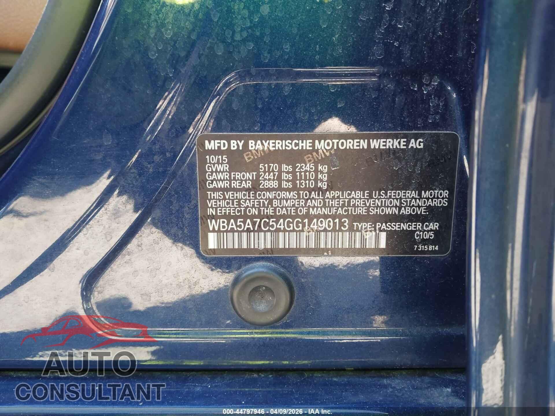 BMW 528I 2016 - WBA5A7C54GG149013