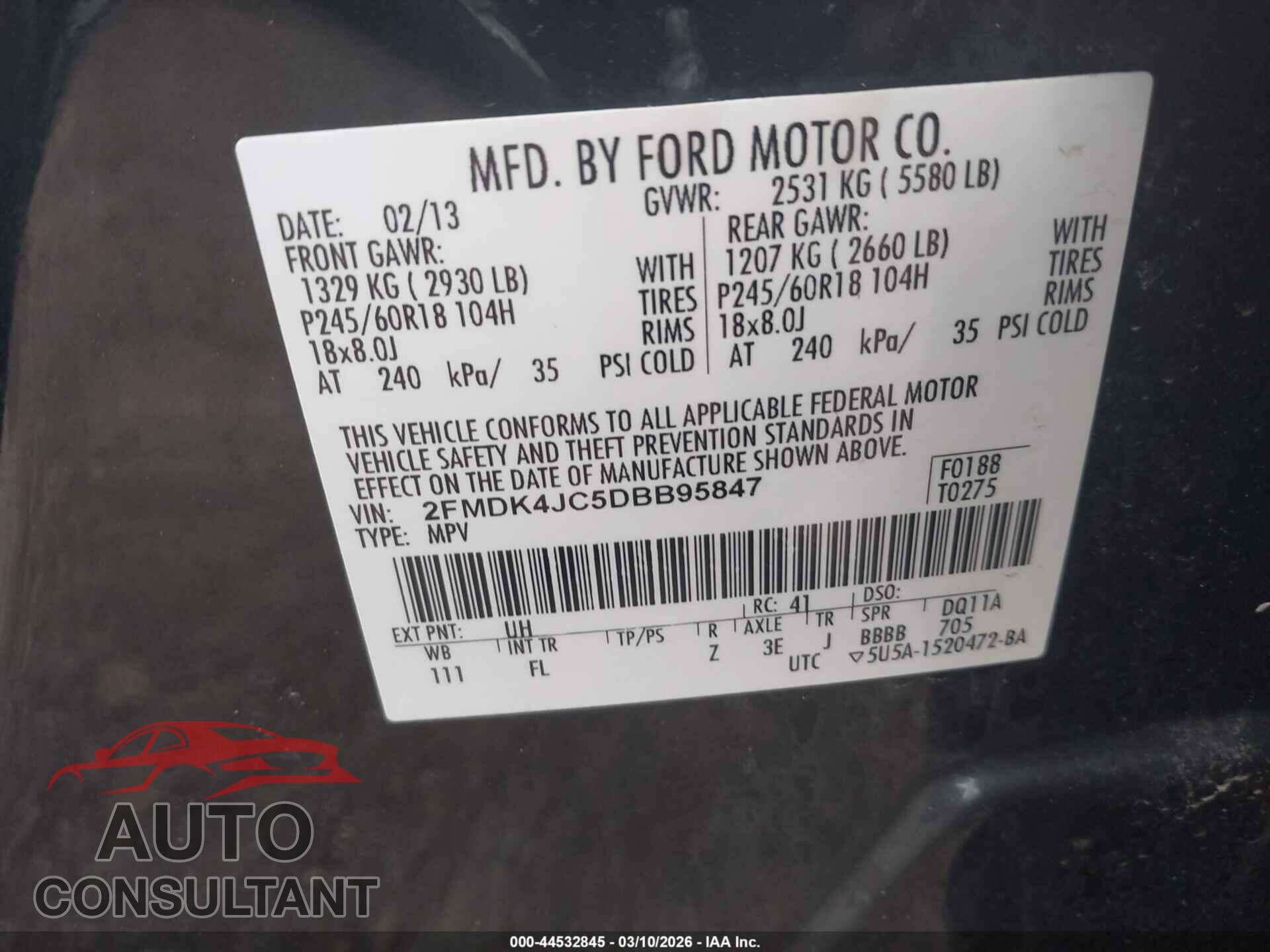 FORD EDGE 2013 - 2FMDK4JC5DBB95847