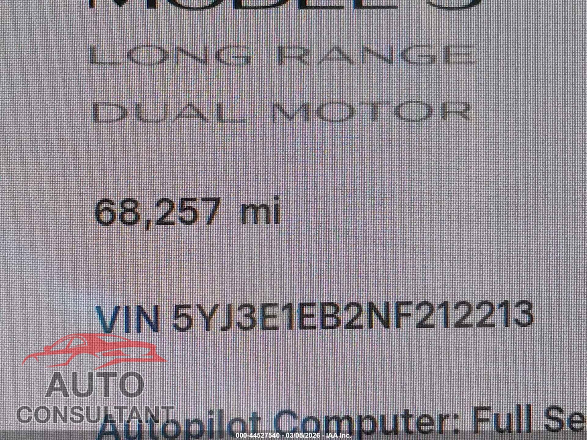 TESLA MODEL 3 2022 - 5YJ3E1EB2NF212213
