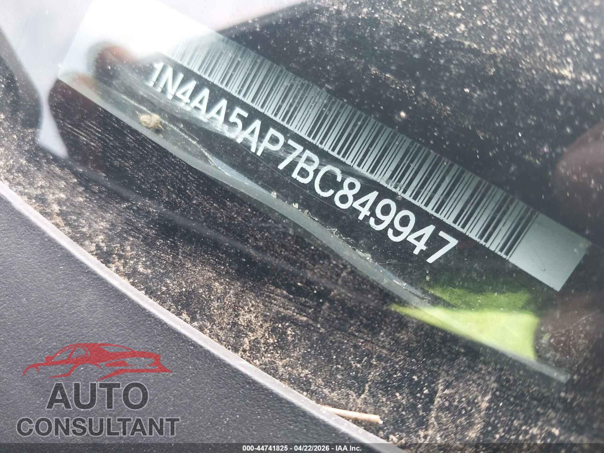 NISSAN MAXIMA 2011 - 1N4AA5AP7BC849947