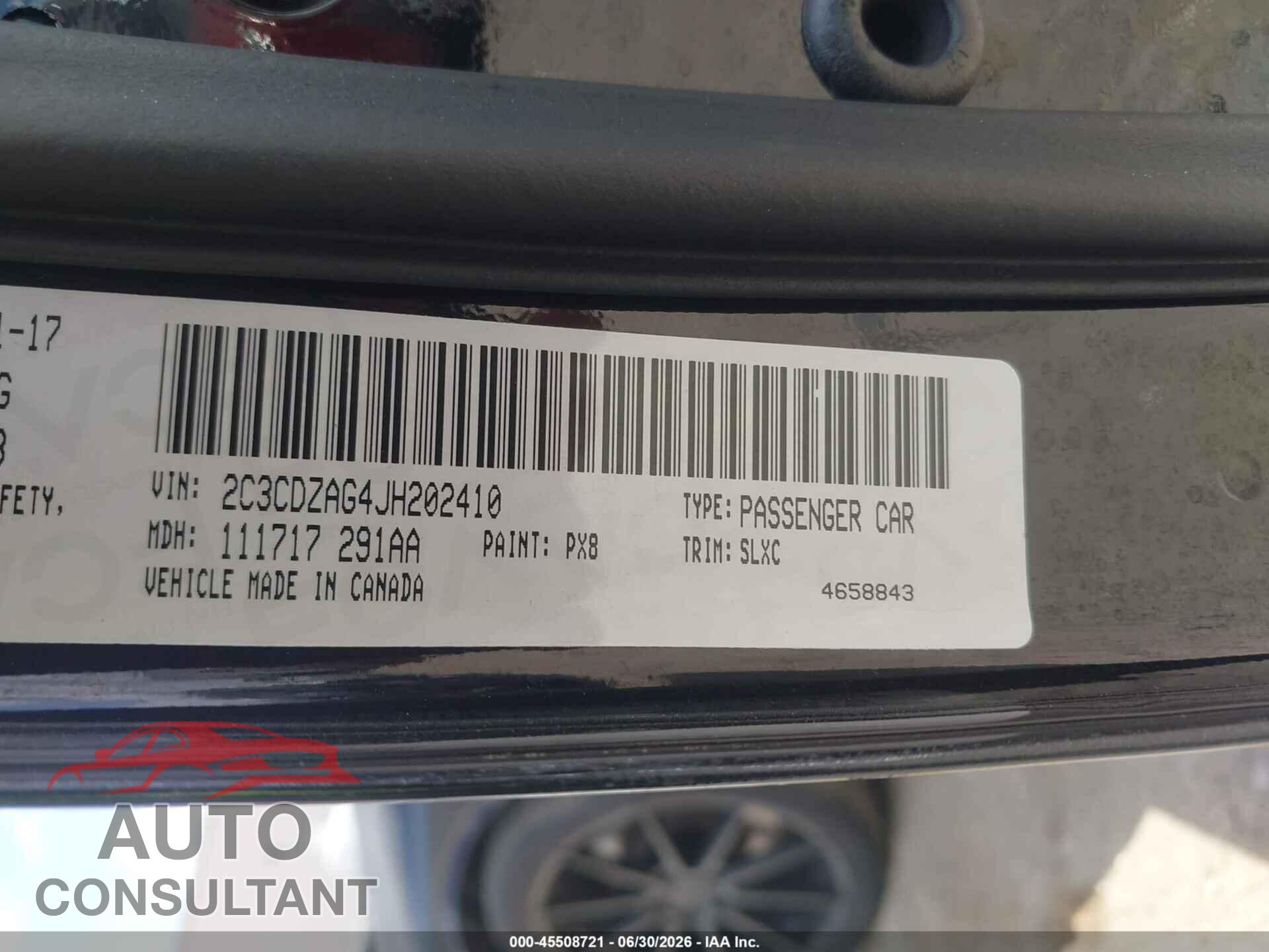 DODGE CHALLENGER 2018 - 2C3CDZAG4JH202410