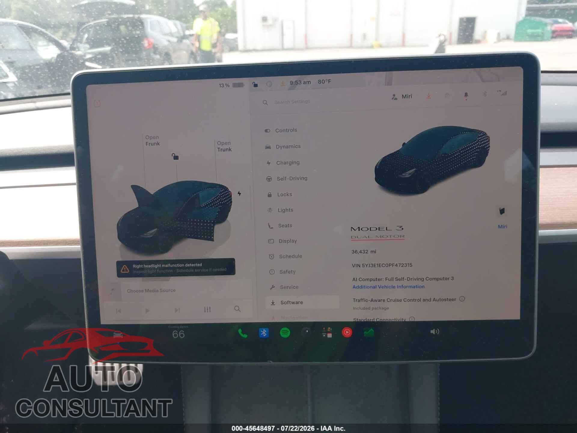 TESLA MODEL 3 2023 - 5YJ3E1EC0PF472315
