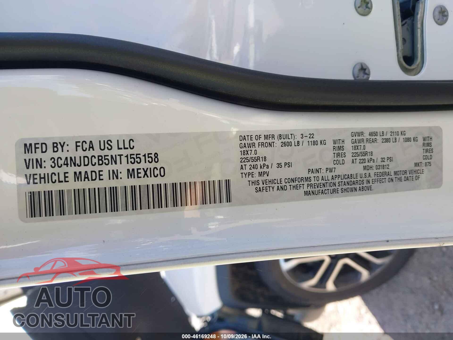 JEEP COMPASS 2022 - 3C4NJDCB5NT155158