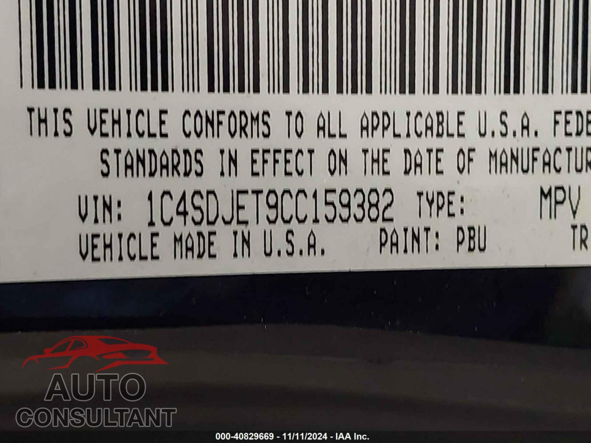 DODGE DURANGO 2012 - 1C4SDJET9CC159382