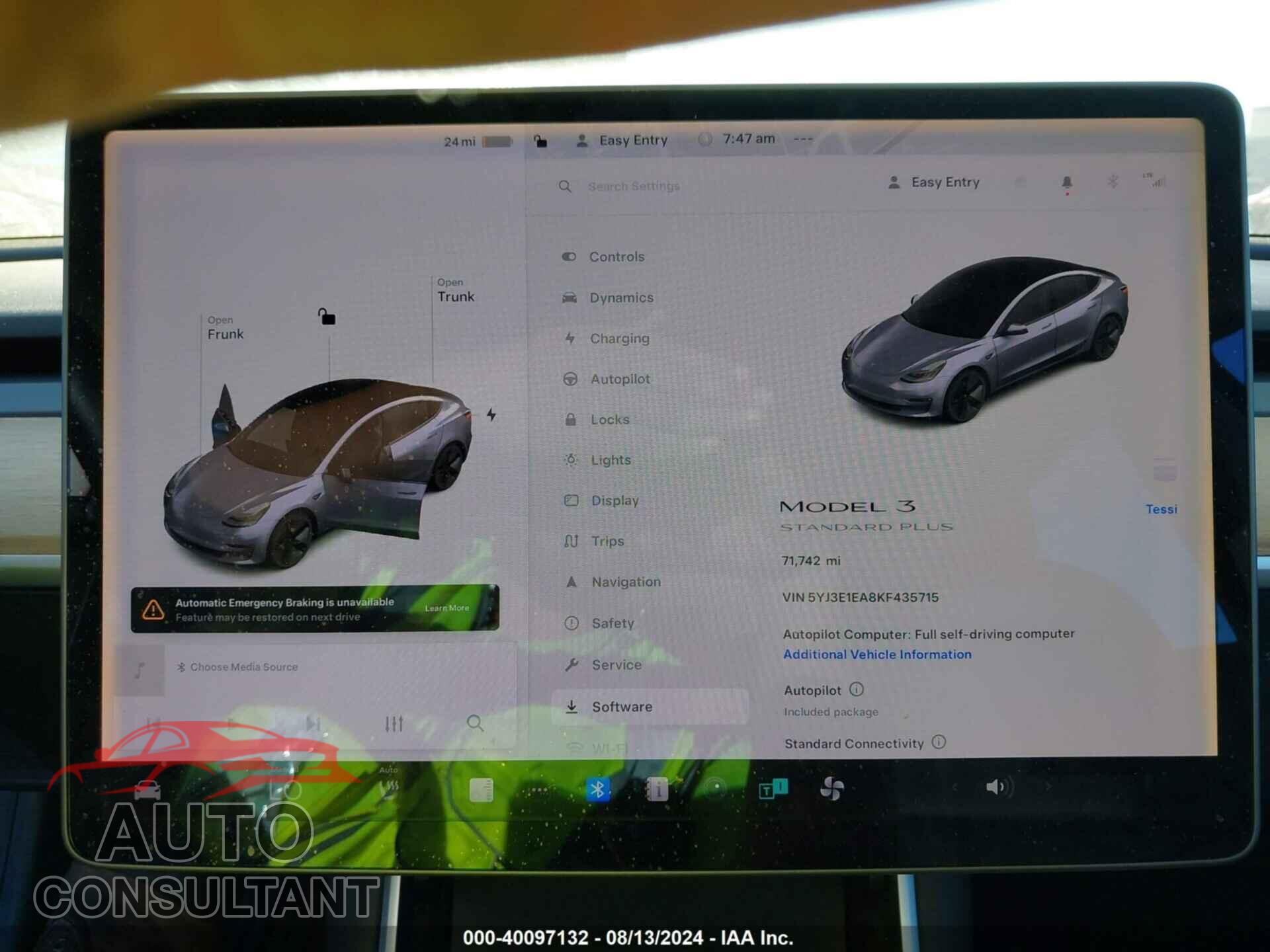 TESLA MODEL 3 2019 - 5YJ3E1EA8KF435715