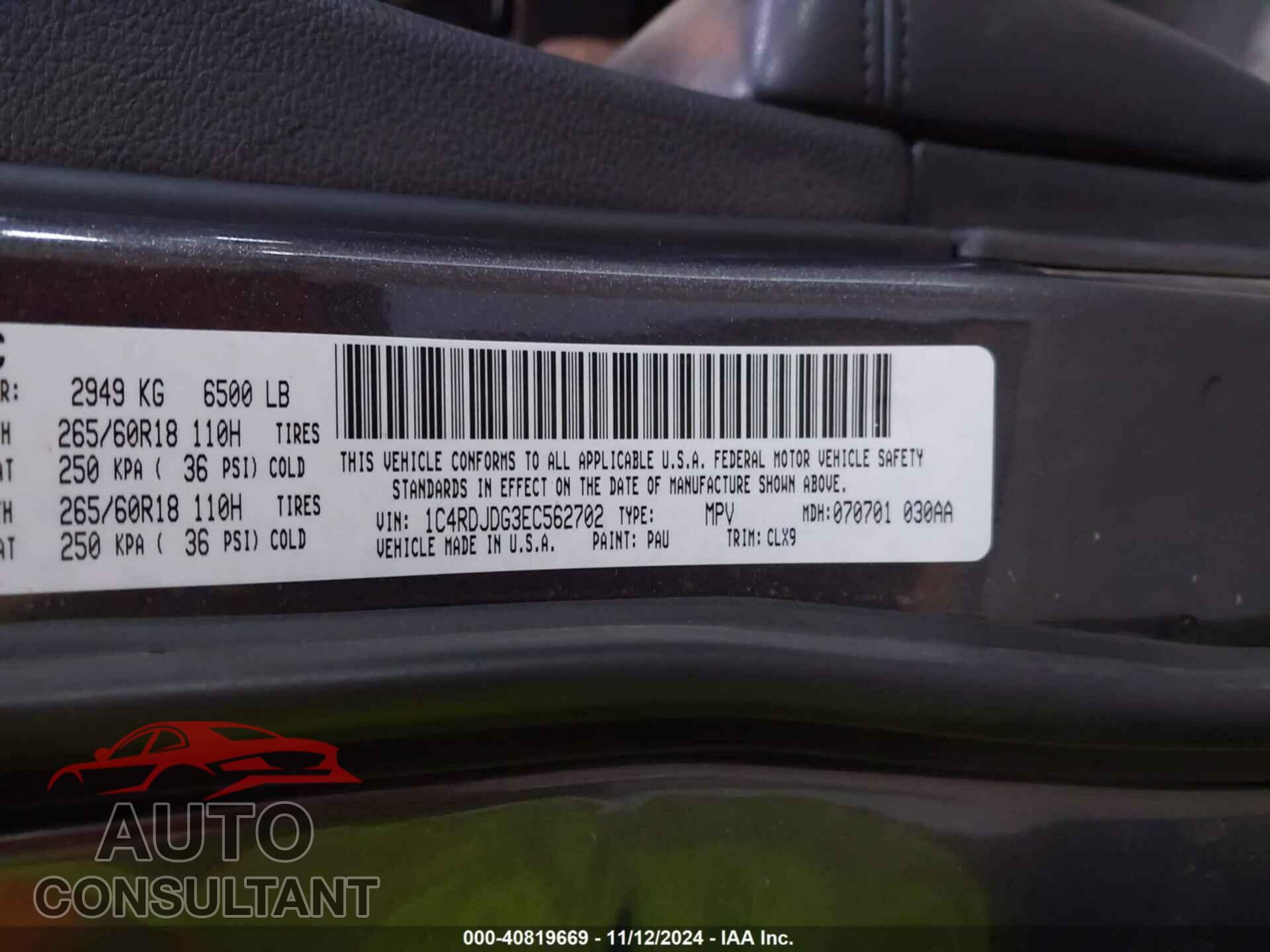 DODGE DURANGO 2014 - 1C4RDJDG3EC562702