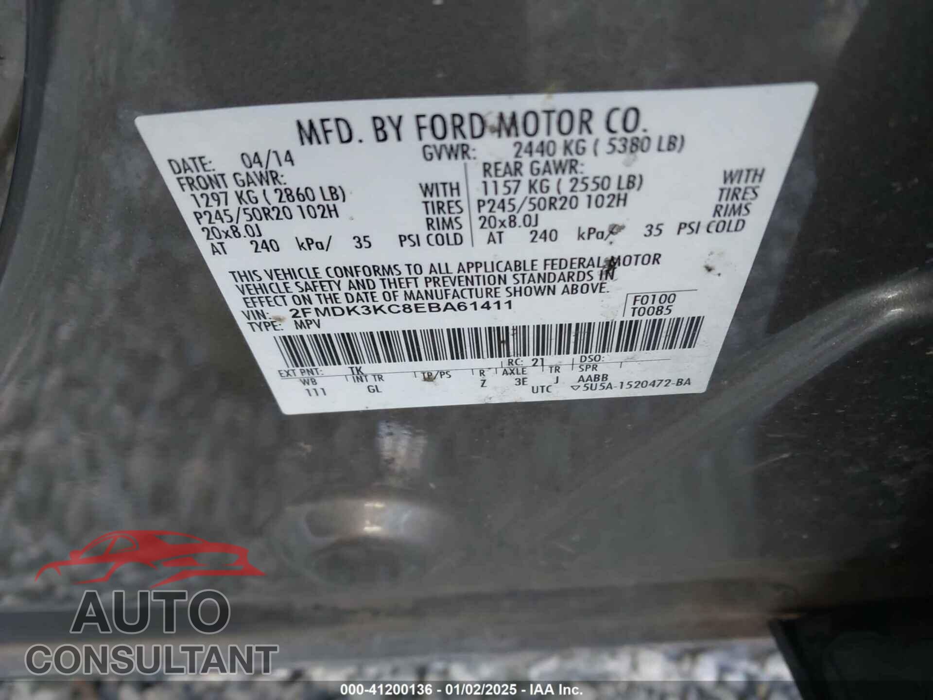 FORD EDGE 2014 - 2FMDK3KC8EBA61411