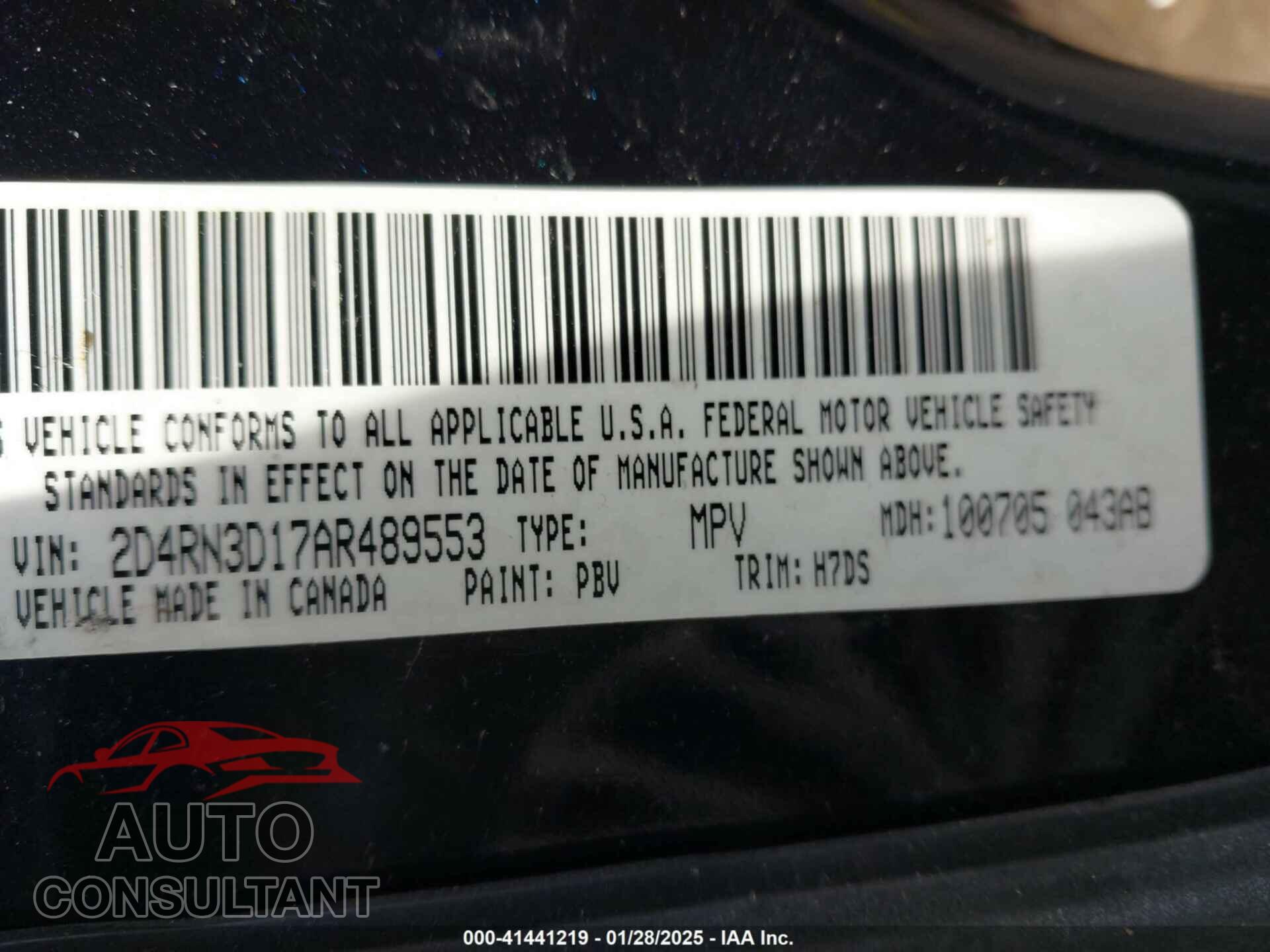 DODGE GRAND CARAVAN 2010 - 2D4RN3D17AR489553
