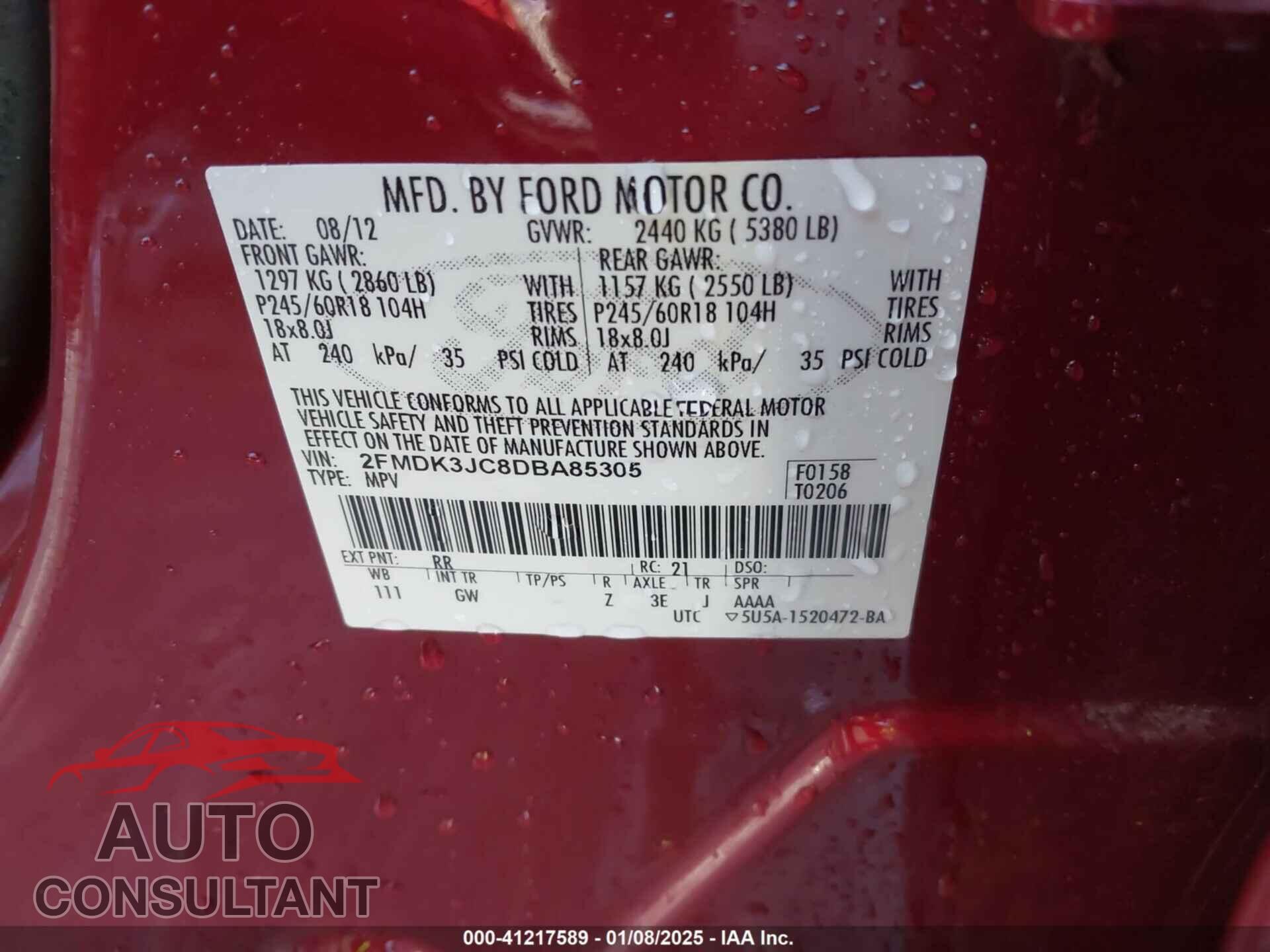 FORD EDGE 2013 - 2FMDK3JC8DBA85305
