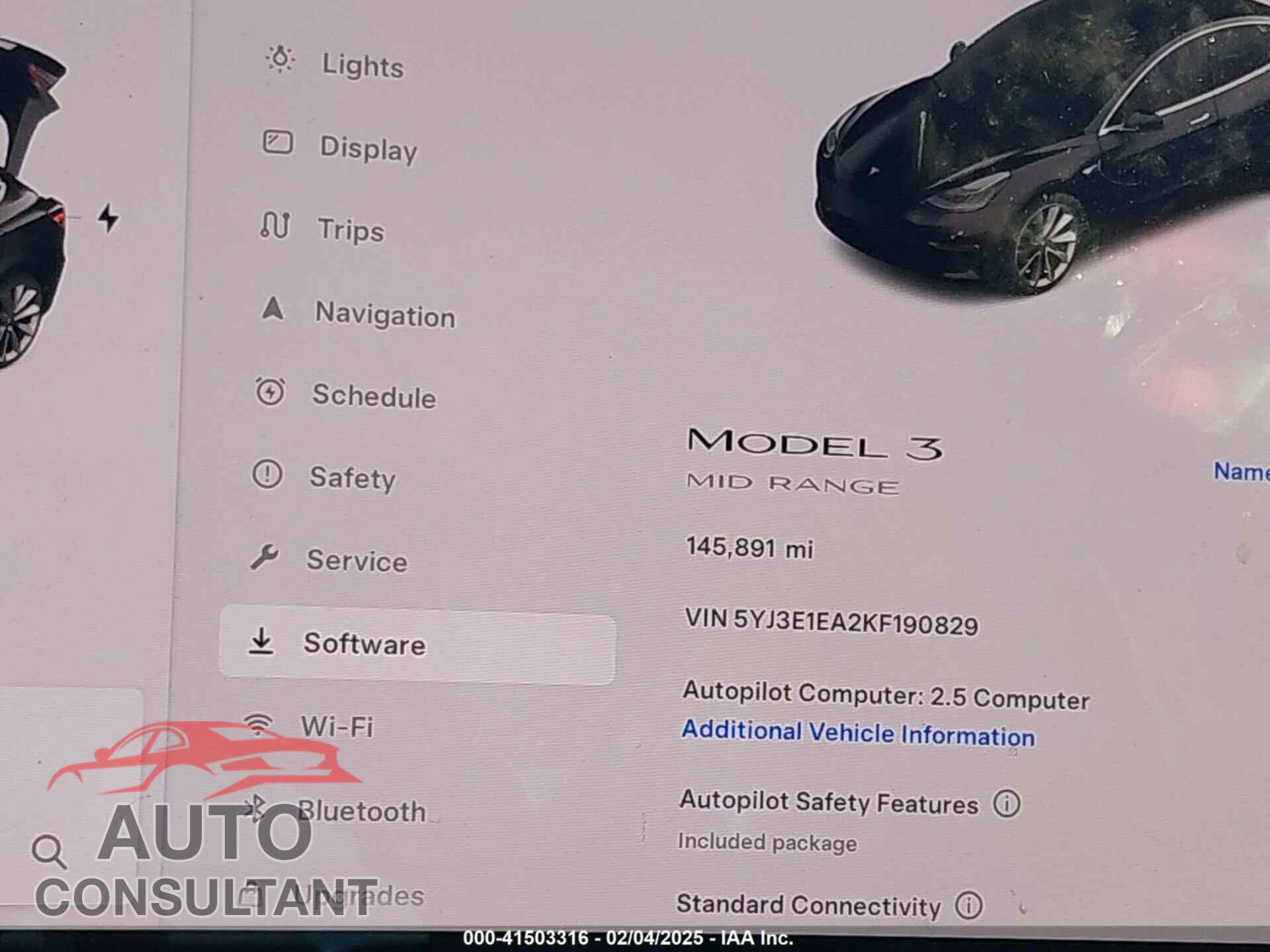 TESLA MODEL 3 2019 - 5YJ3E1EA2KF190829