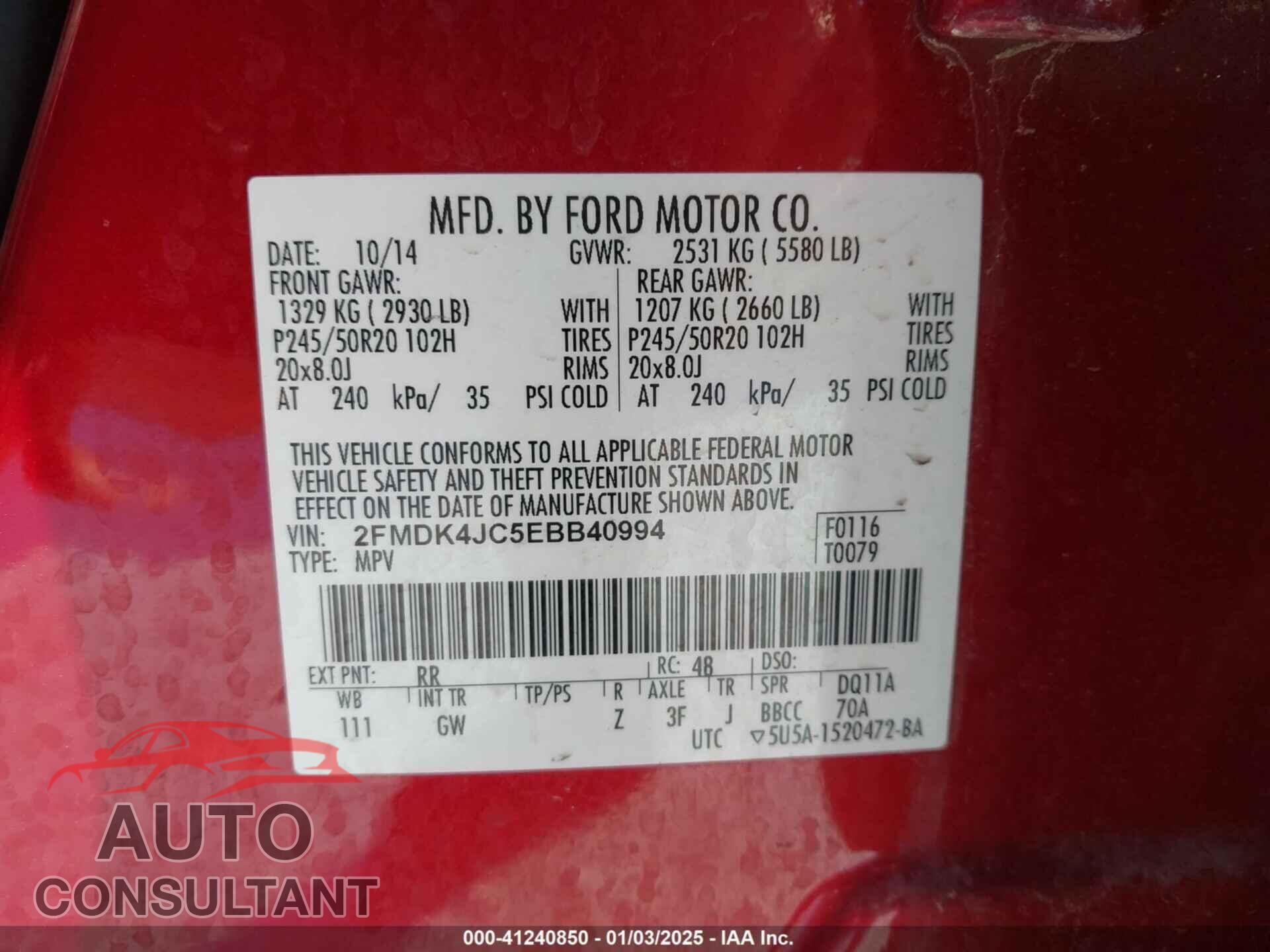 FORD EDGE 2014 - 2FMDK4JC5EBB40994