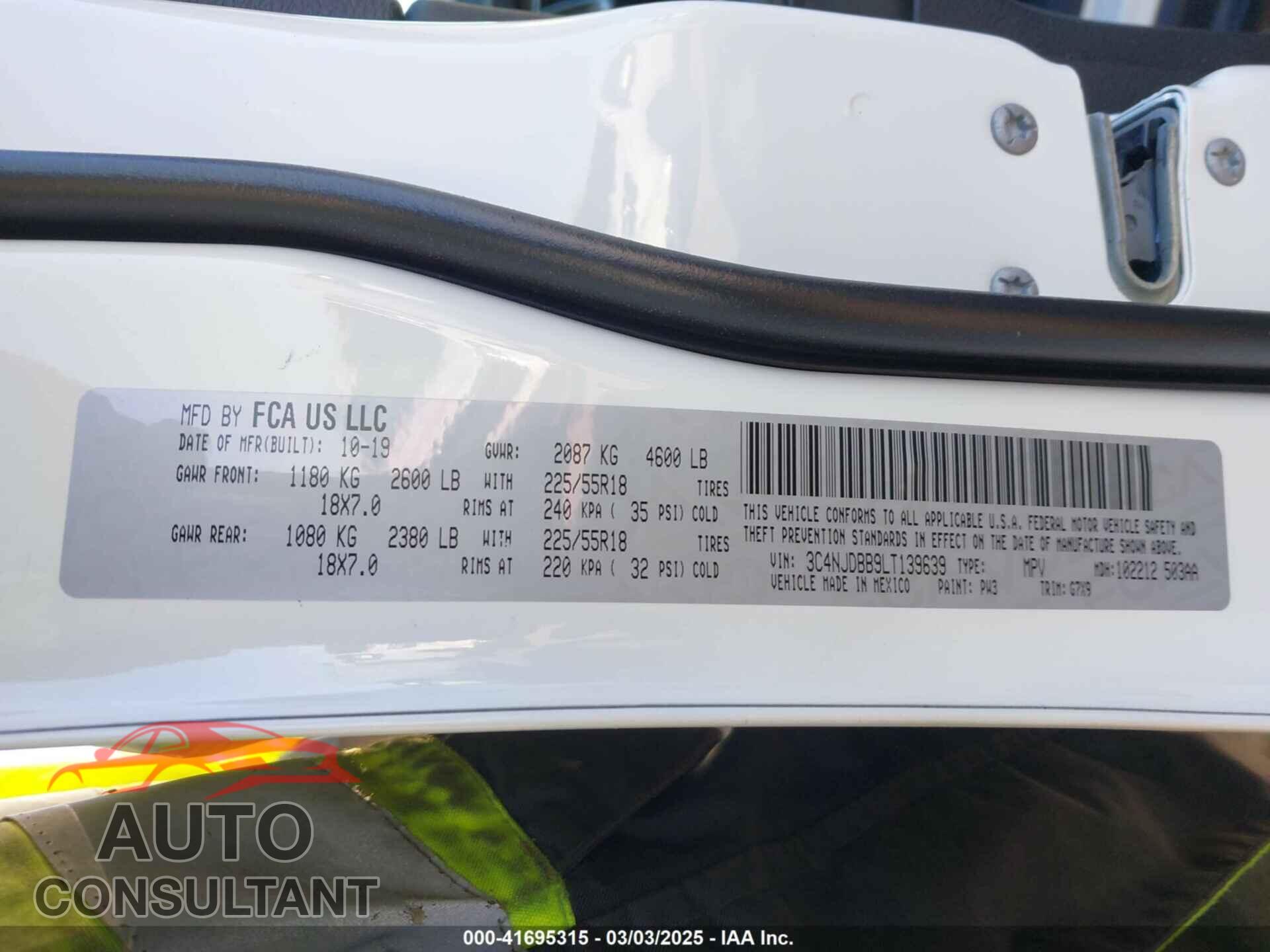 JEEP COMPASS 2020 - 3C4NJDBB9LT139639