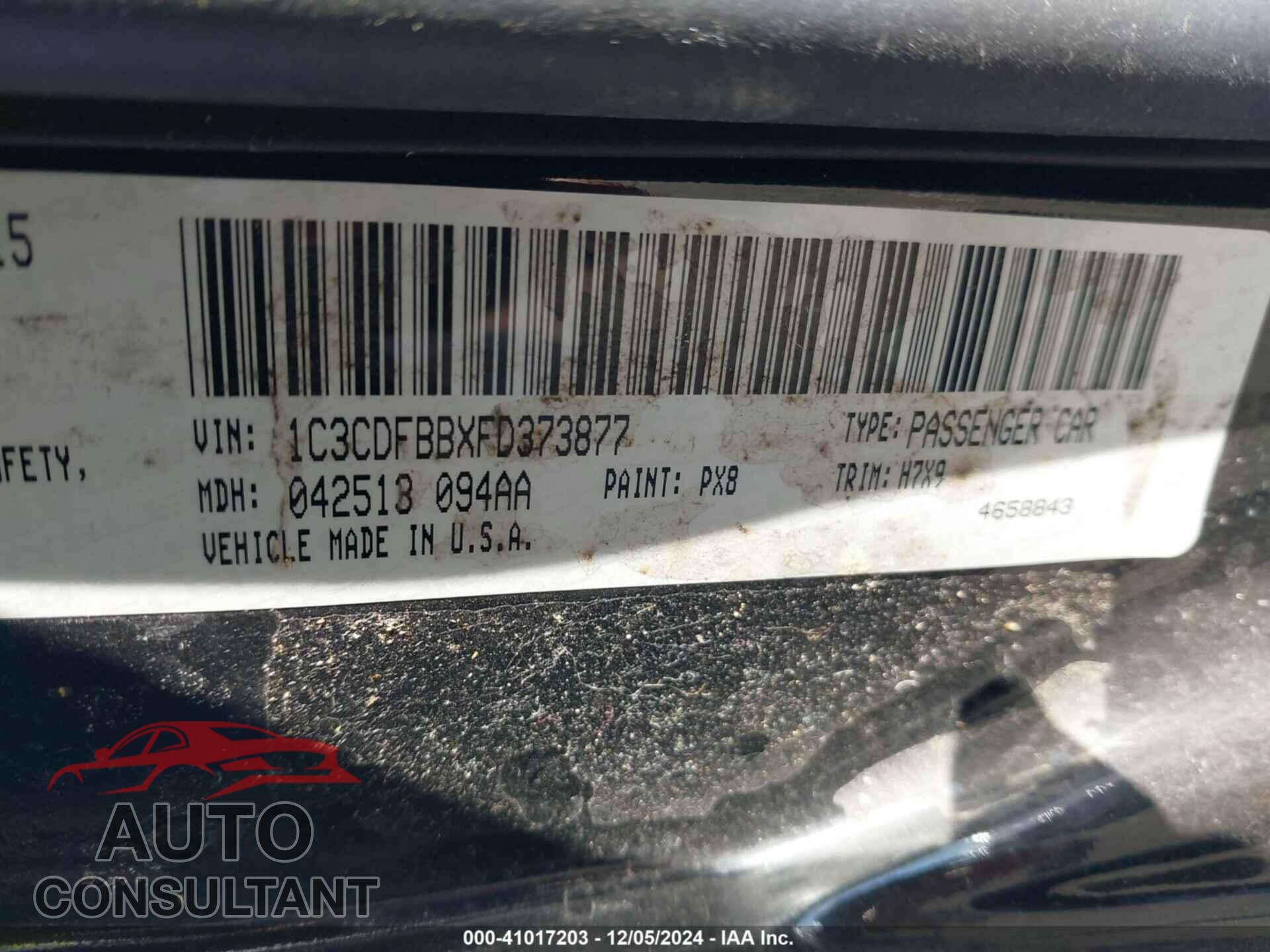 DODGE DART 2015 - 1C3CDFBBXFD373877