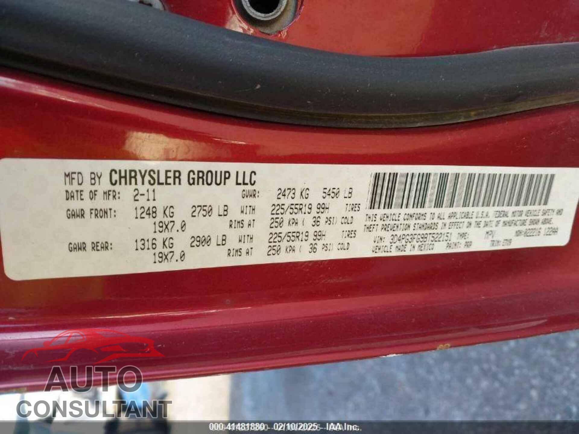 DODGE JOURNEY 2011 - 3D4PG3FG9BT522151