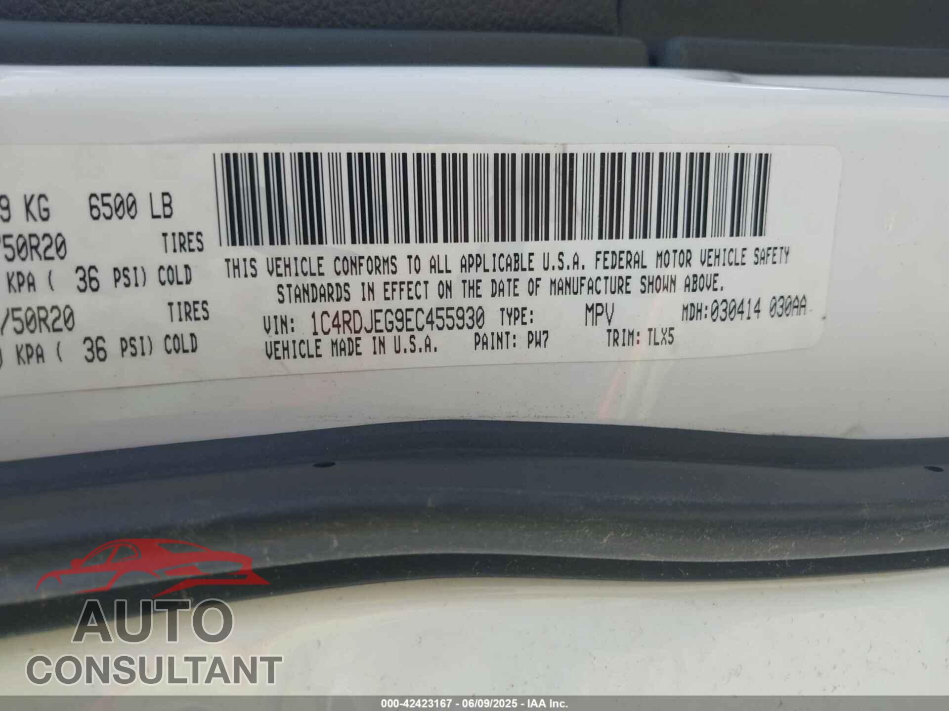 DODGE DURANGO 2014 - 1C4RDJEG9EC455930