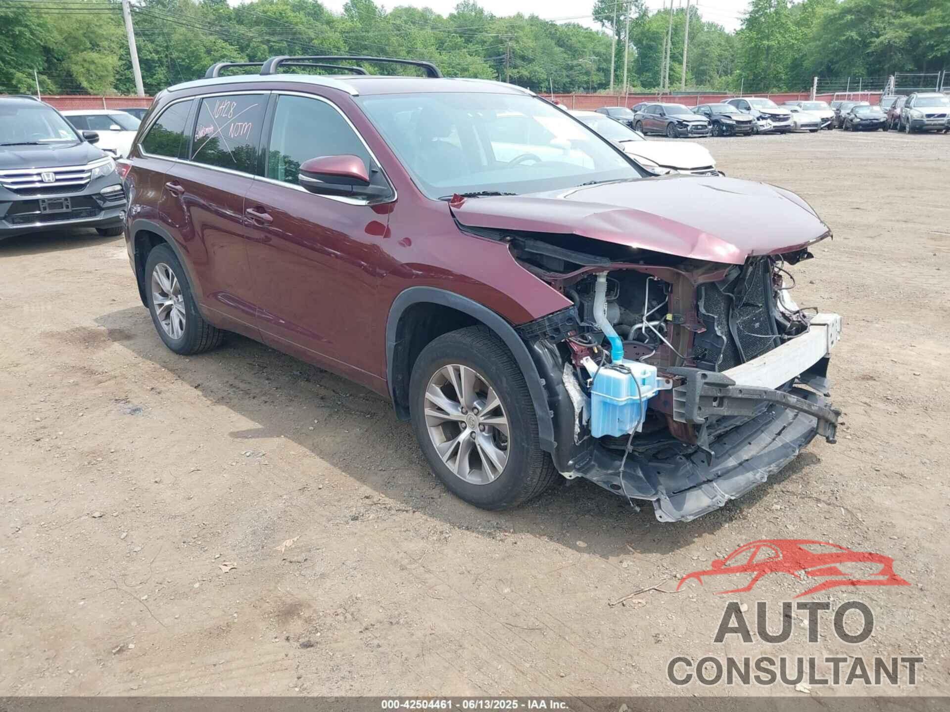TOYOTA HIGHLANDER 2015 - 5TDJKRFH1FS168722