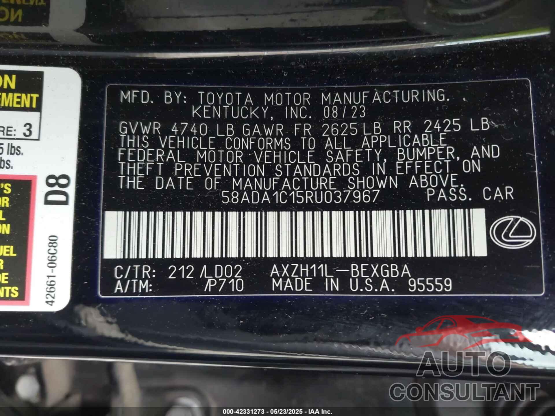LEXUS ES 300H 2024 - 58ADA1C15RU037967