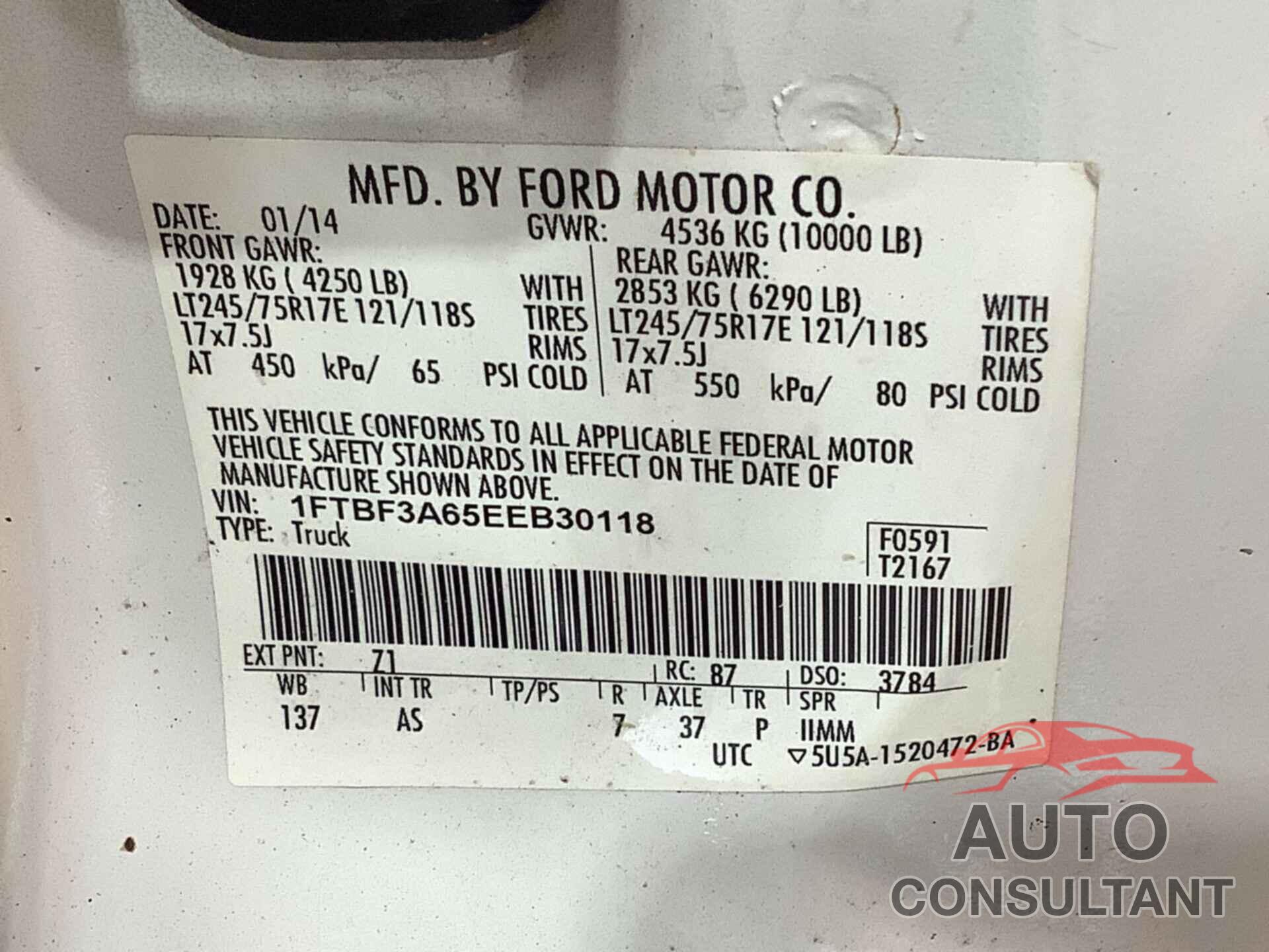 FORD F350 2014 - 1FTBF3A65EEB30118
