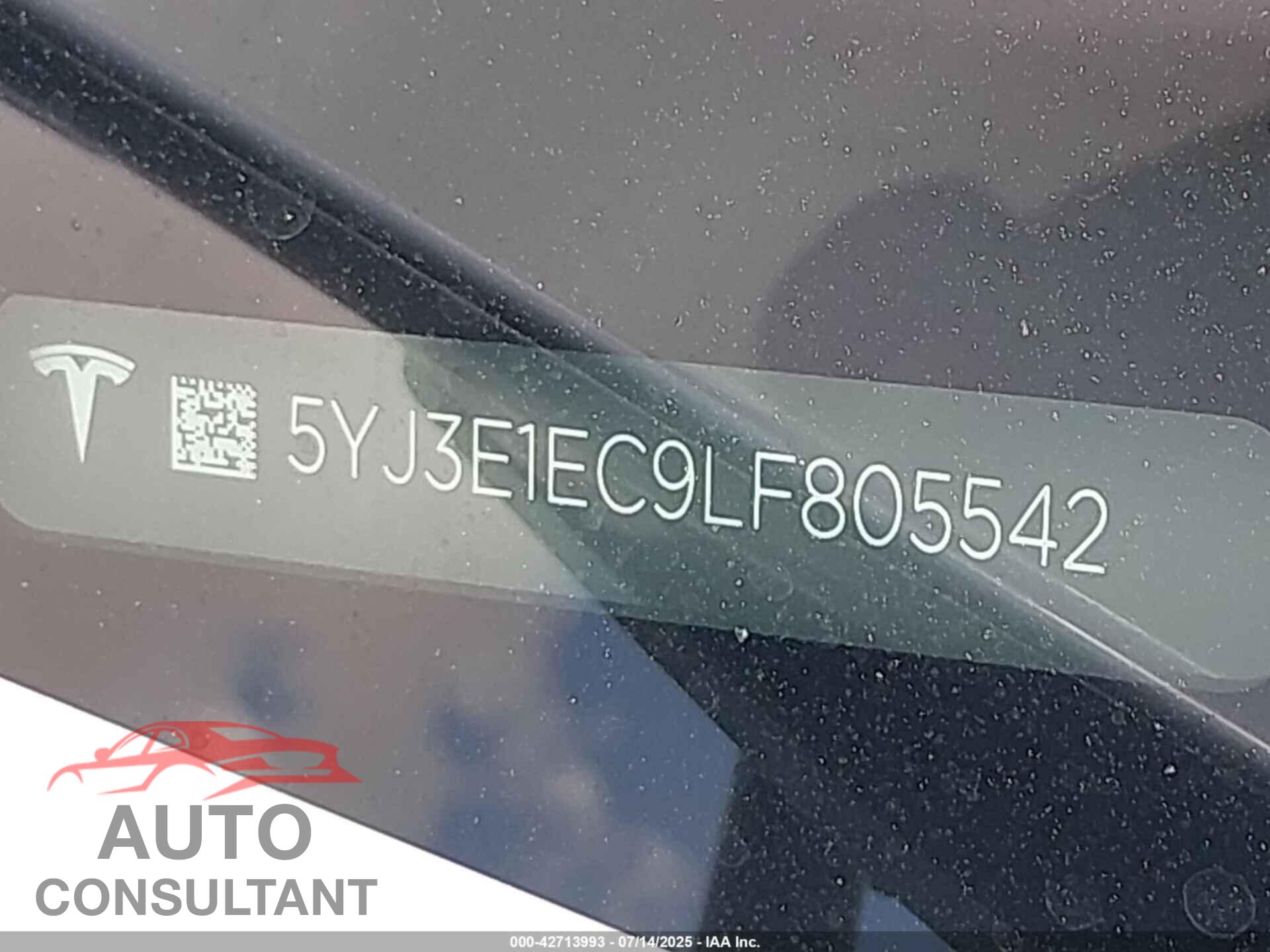 TESLA MODEL 3 2020 - 5YJ3E1EC9LF805542