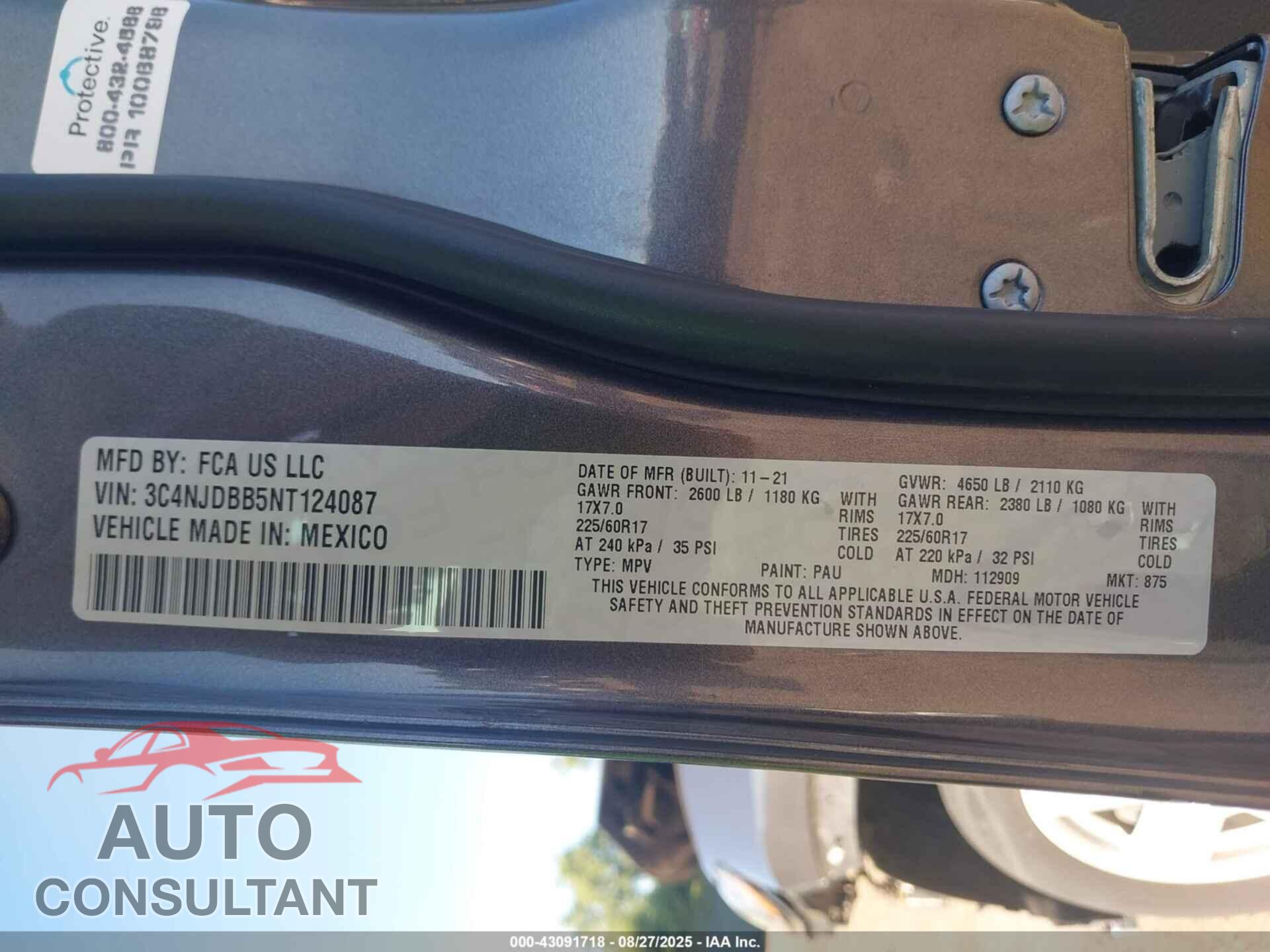 JEEP COMPASS 2022 - 3C4NJDBB5NT124087