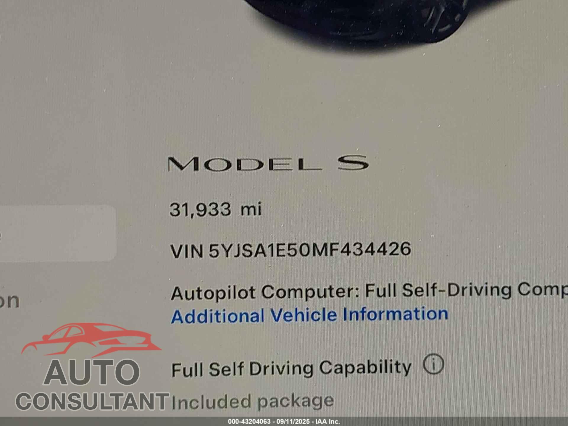 TESLA MODEL S 2021 - 5YJSA1E50MF434426