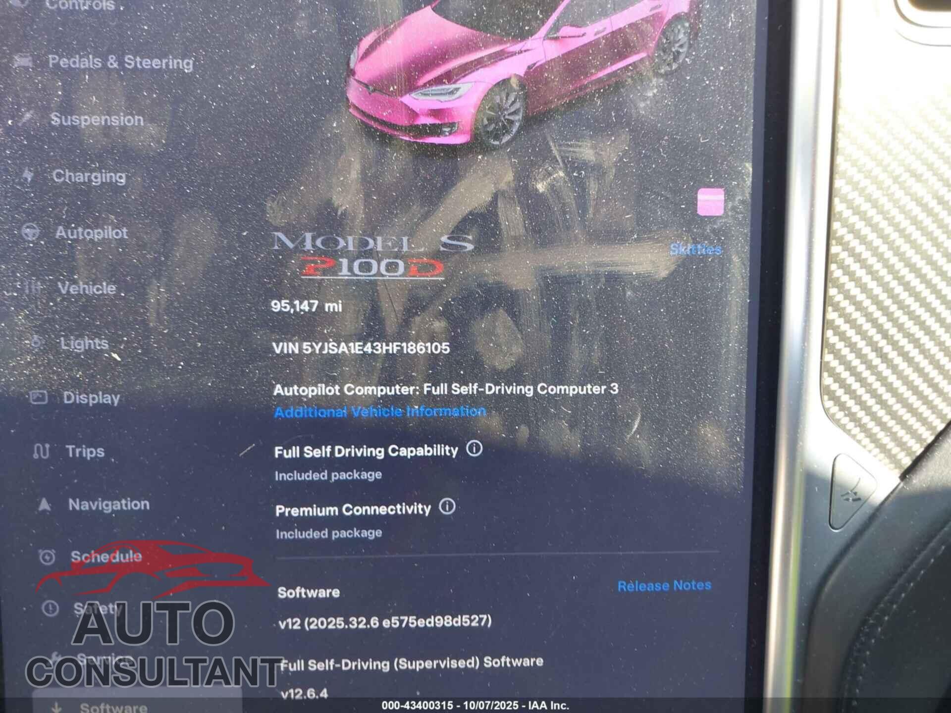 TESLA MODEL S 2017 - 5YJSA1E43HF186105