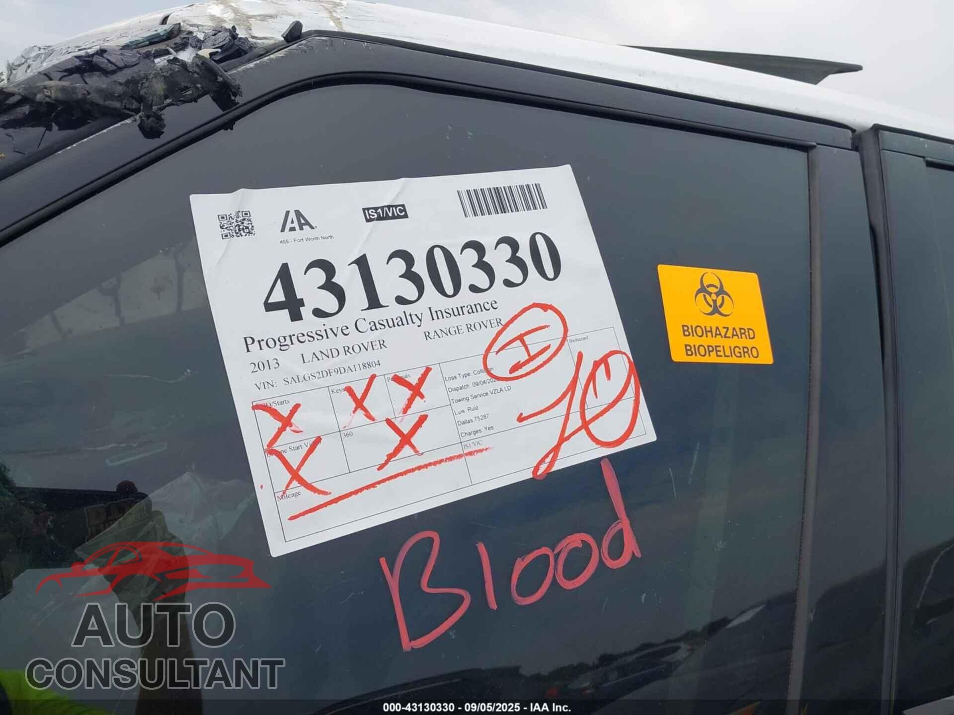 LAND ROVER RANGE ROVER 2013 - SALGS2DF9DA118804