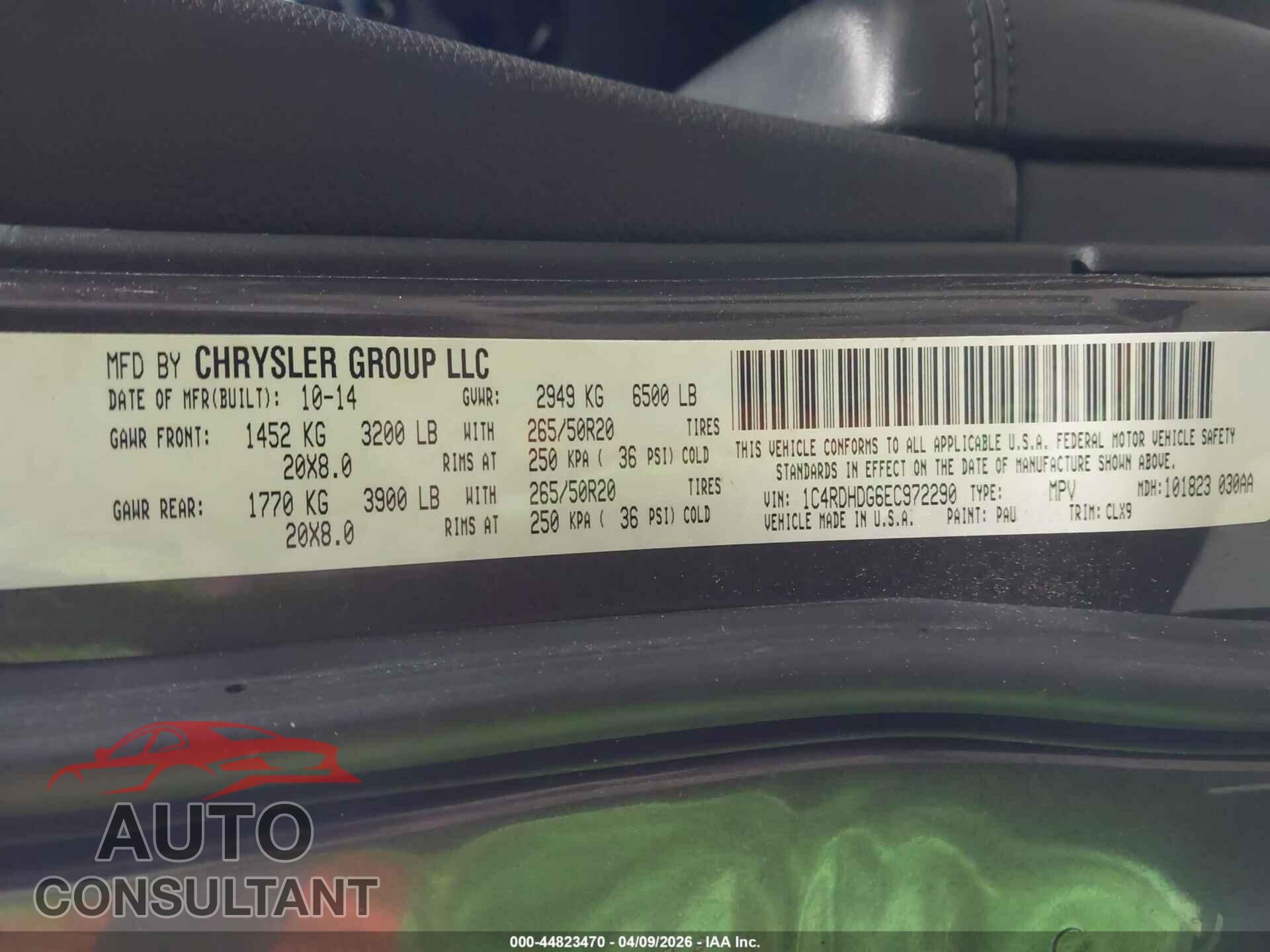 DODGE DURANGO 2014 - 1C4RDHDG6EC972290