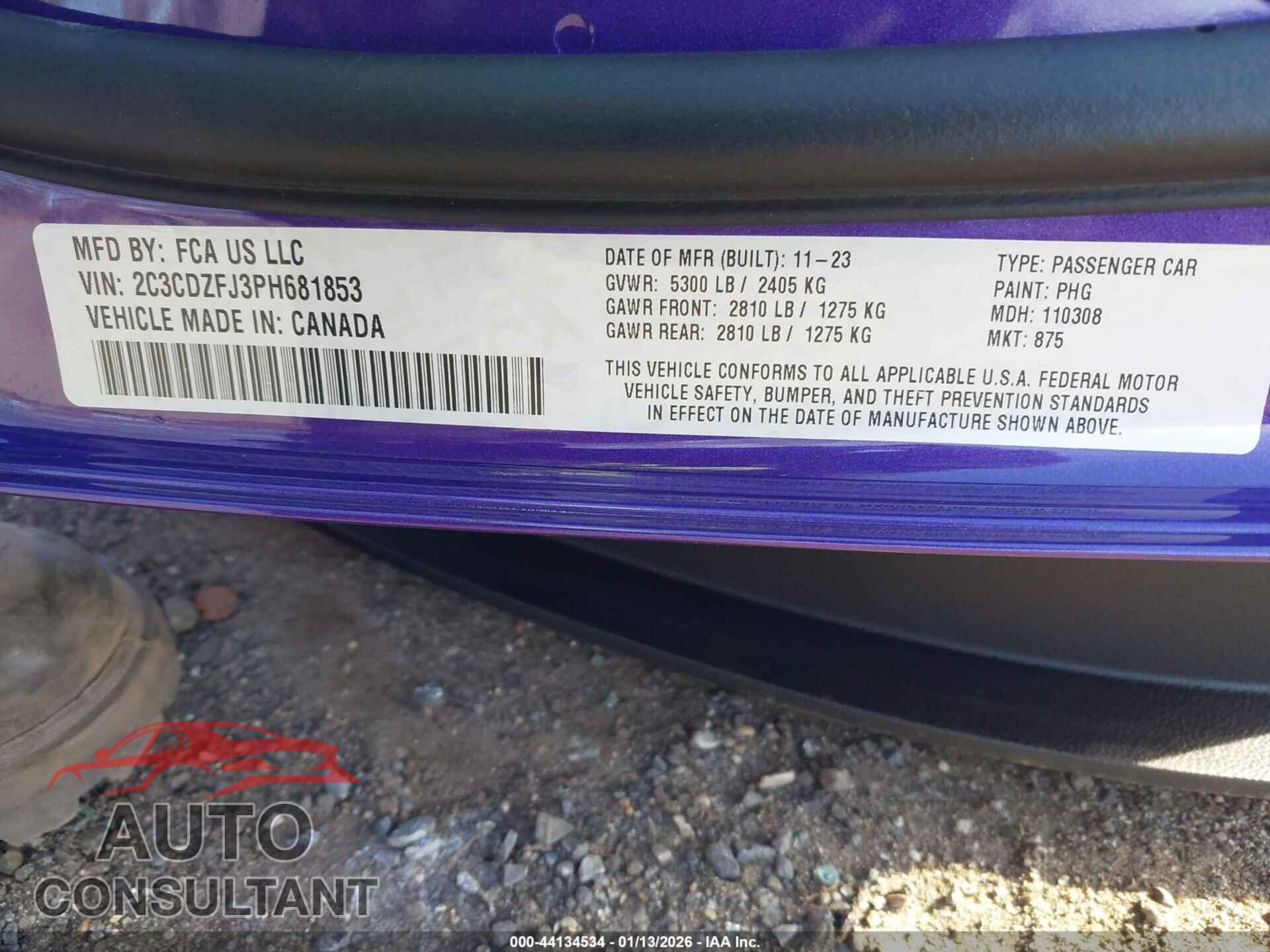 DODGE CHALLENGER 2023 - 2C3CDZFJ3PH681853