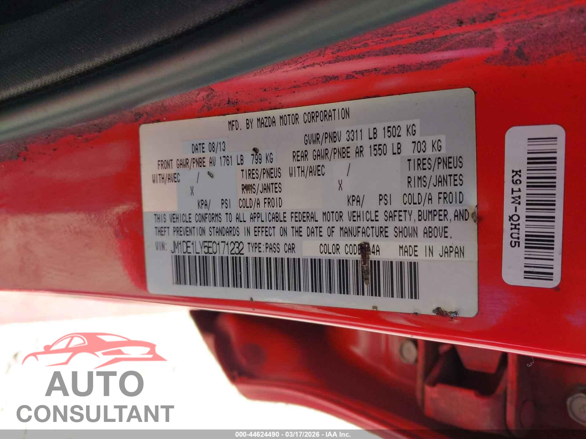 MAZDA MAZDA2 2014 - JM1DE1LY5E0171232