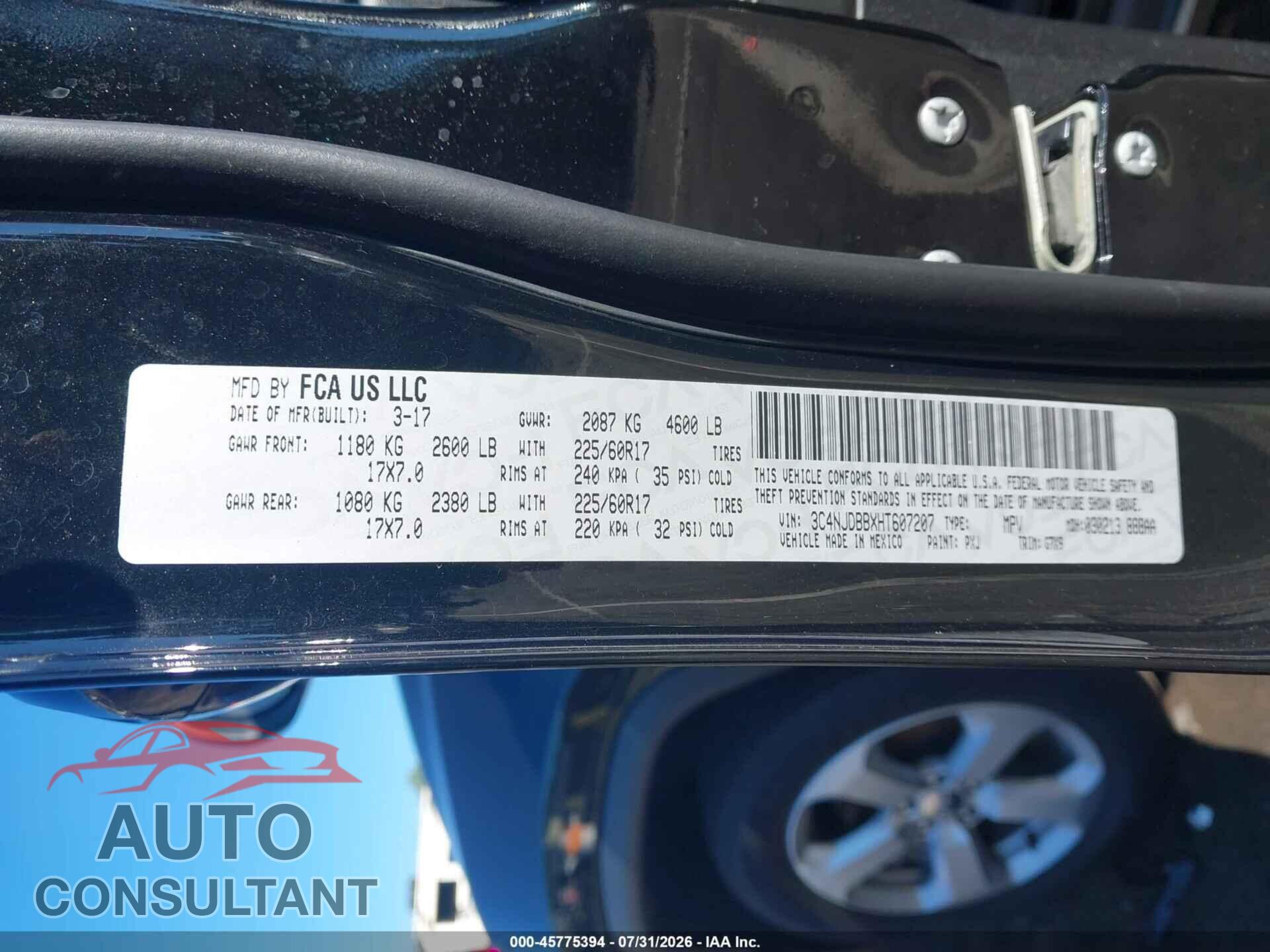 JEEP NEW COMPASS 2017 - 3C4NJDBBXHT607207