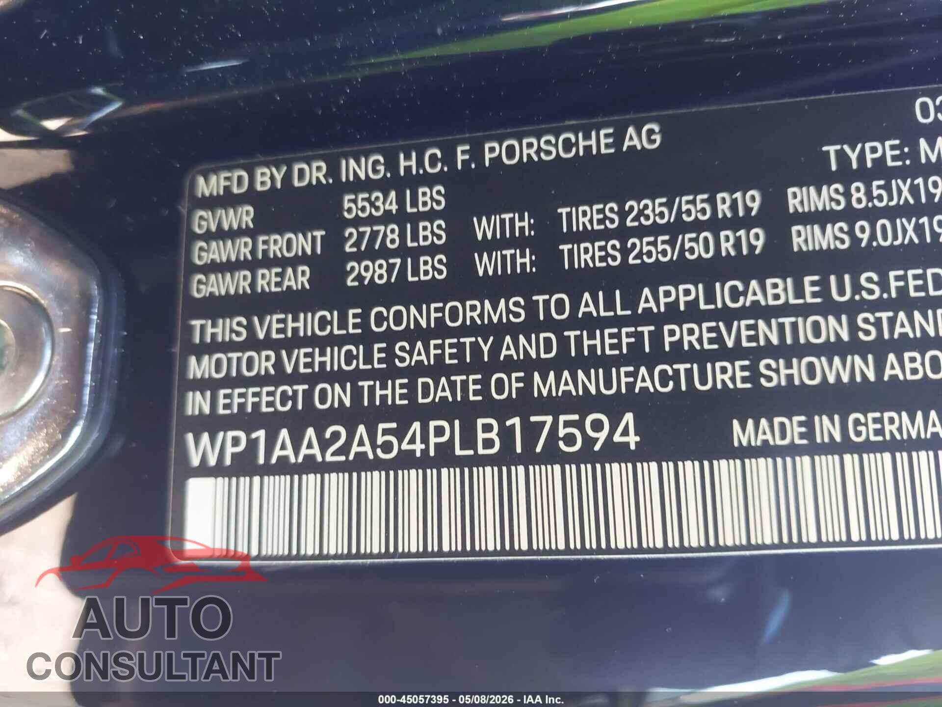 PORSCHE MACAN 2023 - WP1AA2A54PLB17594