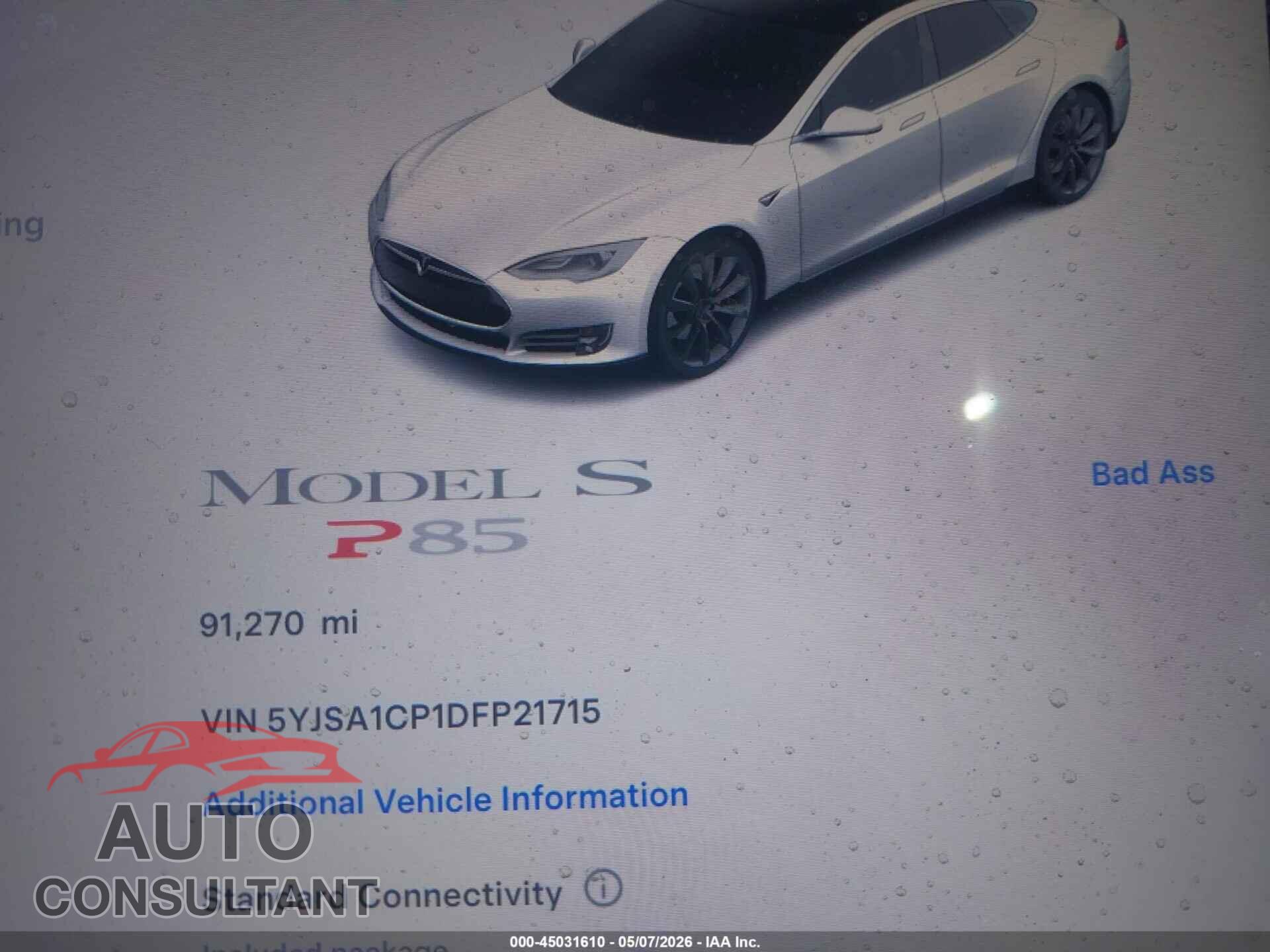 TESLA MODEL S 2013 - 5YJSA1CP1DFP21715