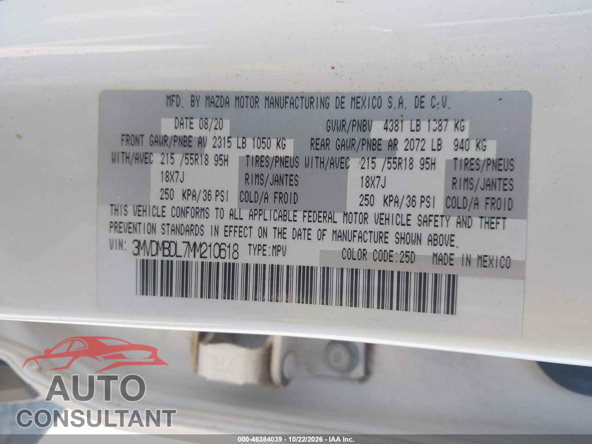 MAZDA CX-30 2021 - 3MVDMBDL7MM210618