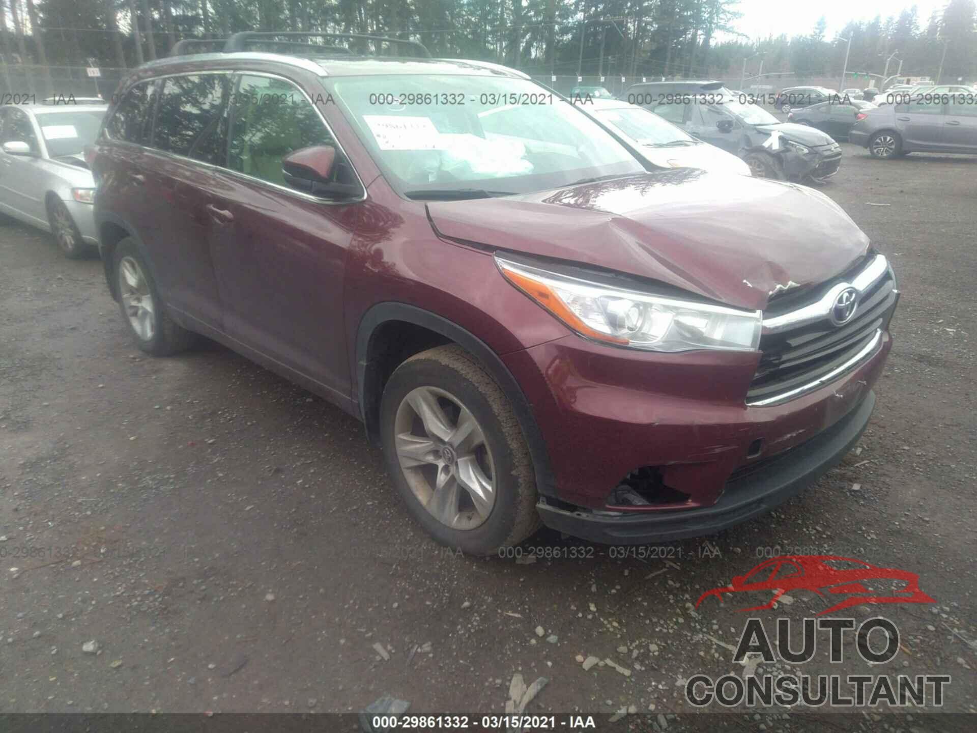 TOYOTA HIGHLANDER 2016 - 5TDDKRFH3GS301432