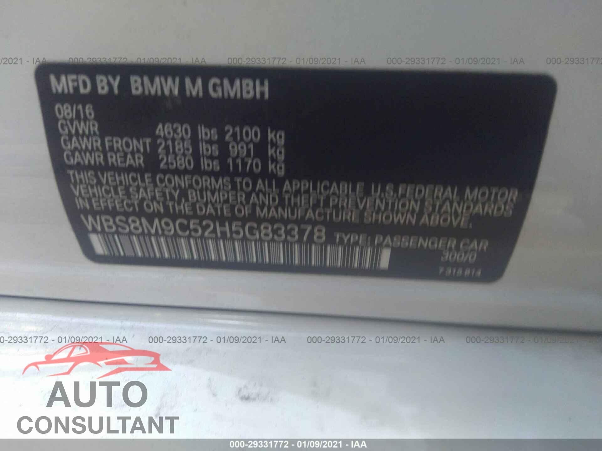 BMW M3 2017 - WBS8M9C52H5G83378