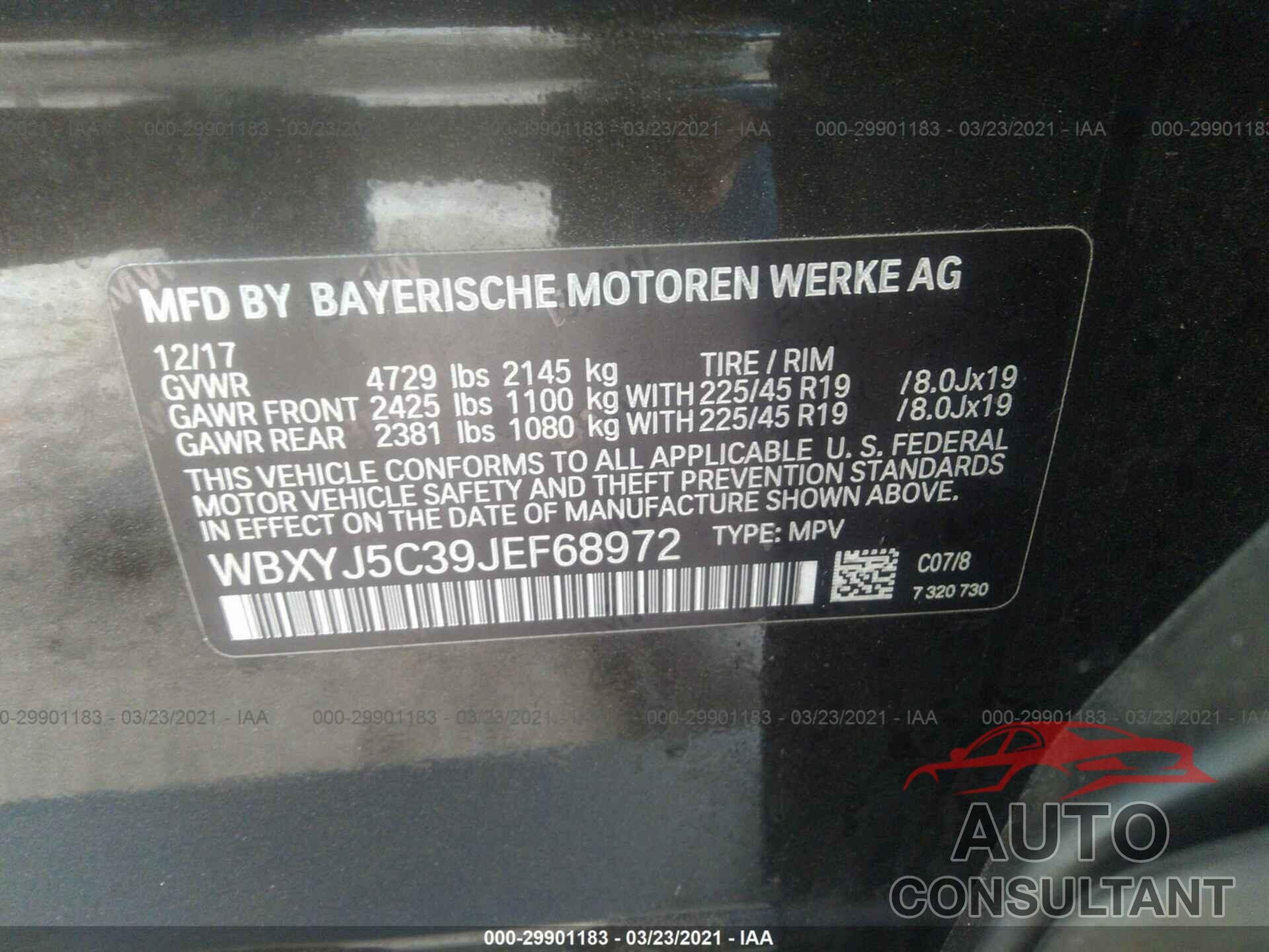 BMW X2 2018 - WBXYJ5C39JEF68972