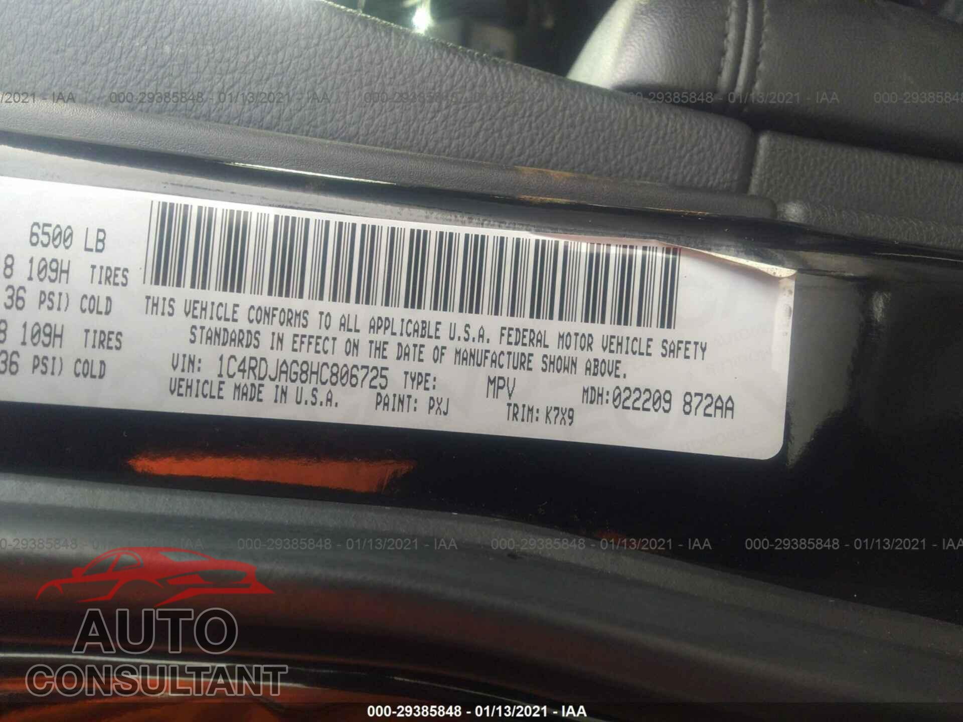 DODGE DURANGO 2017 - 1C4RDJAG8HC806725