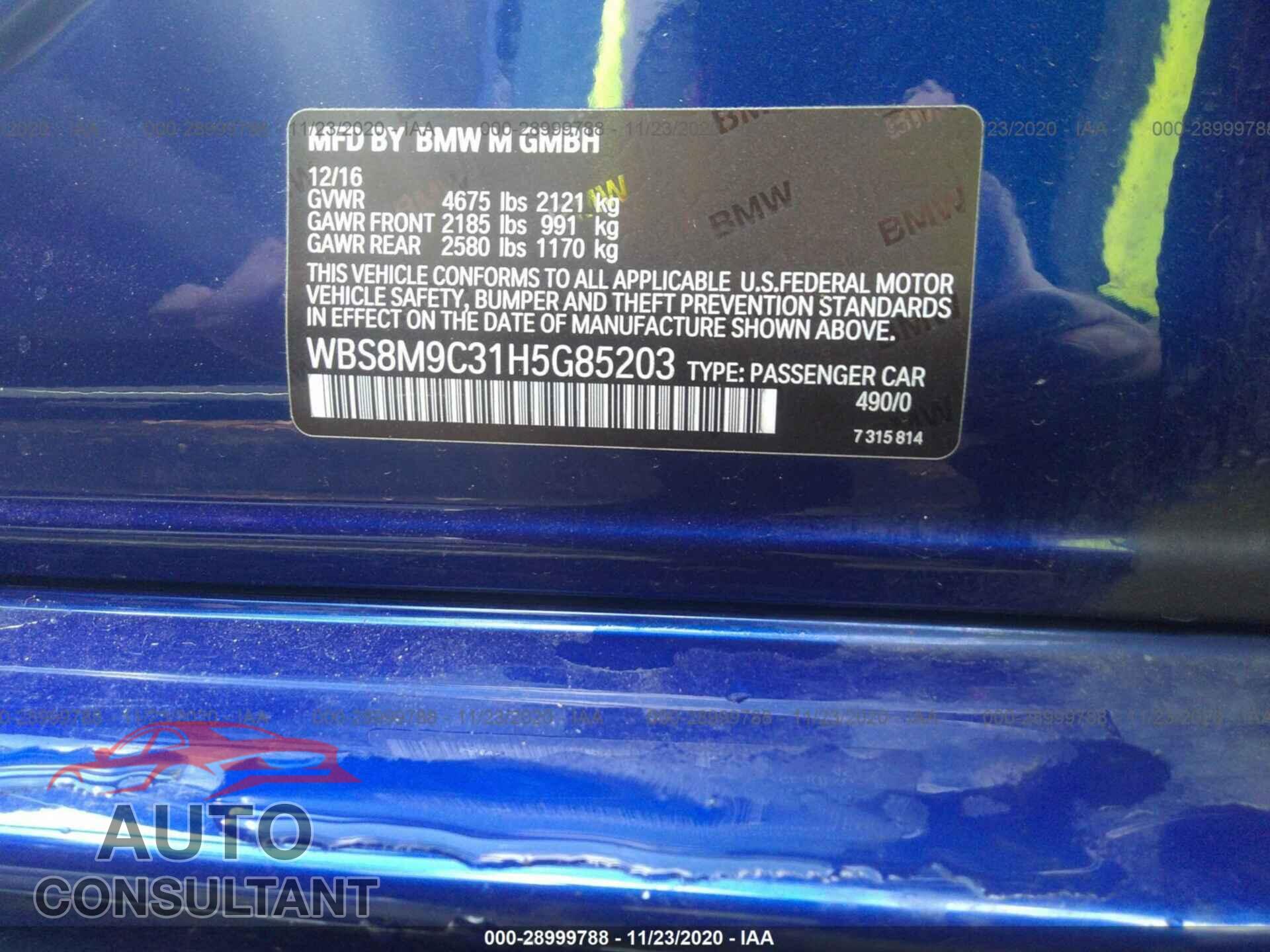 BMW M3 2017 - WBS8M9C31H5G85203