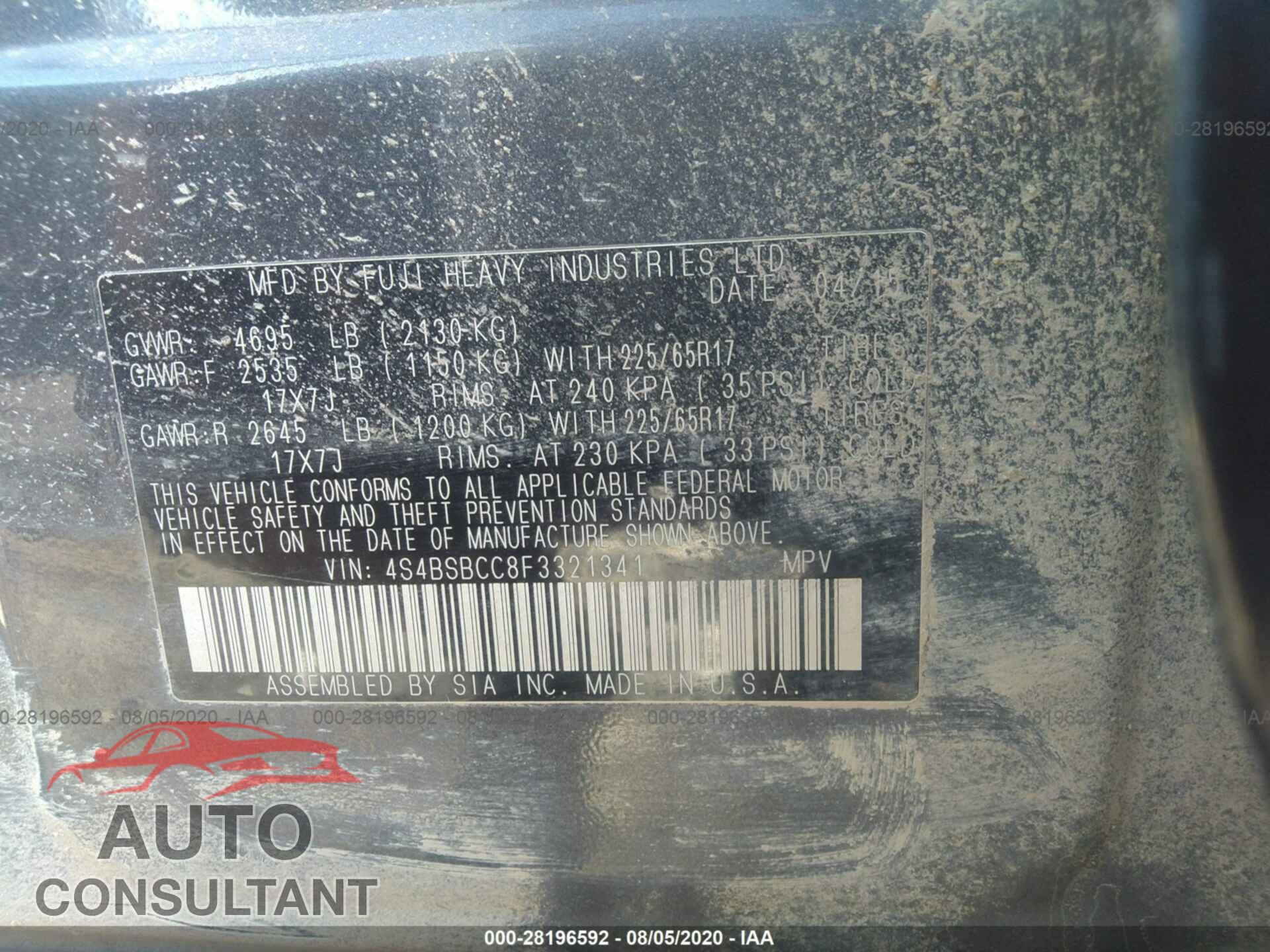 SUBARU OUTBACK 2015 - 4S4BSBCC8F3321341