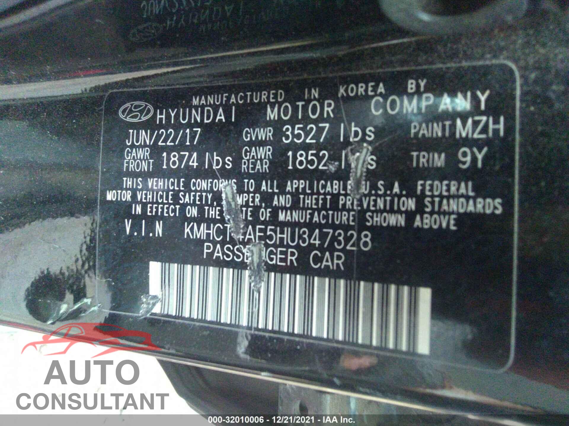 HYUNDAI ACCENT 2017 - KMHCT4AE5HU347328