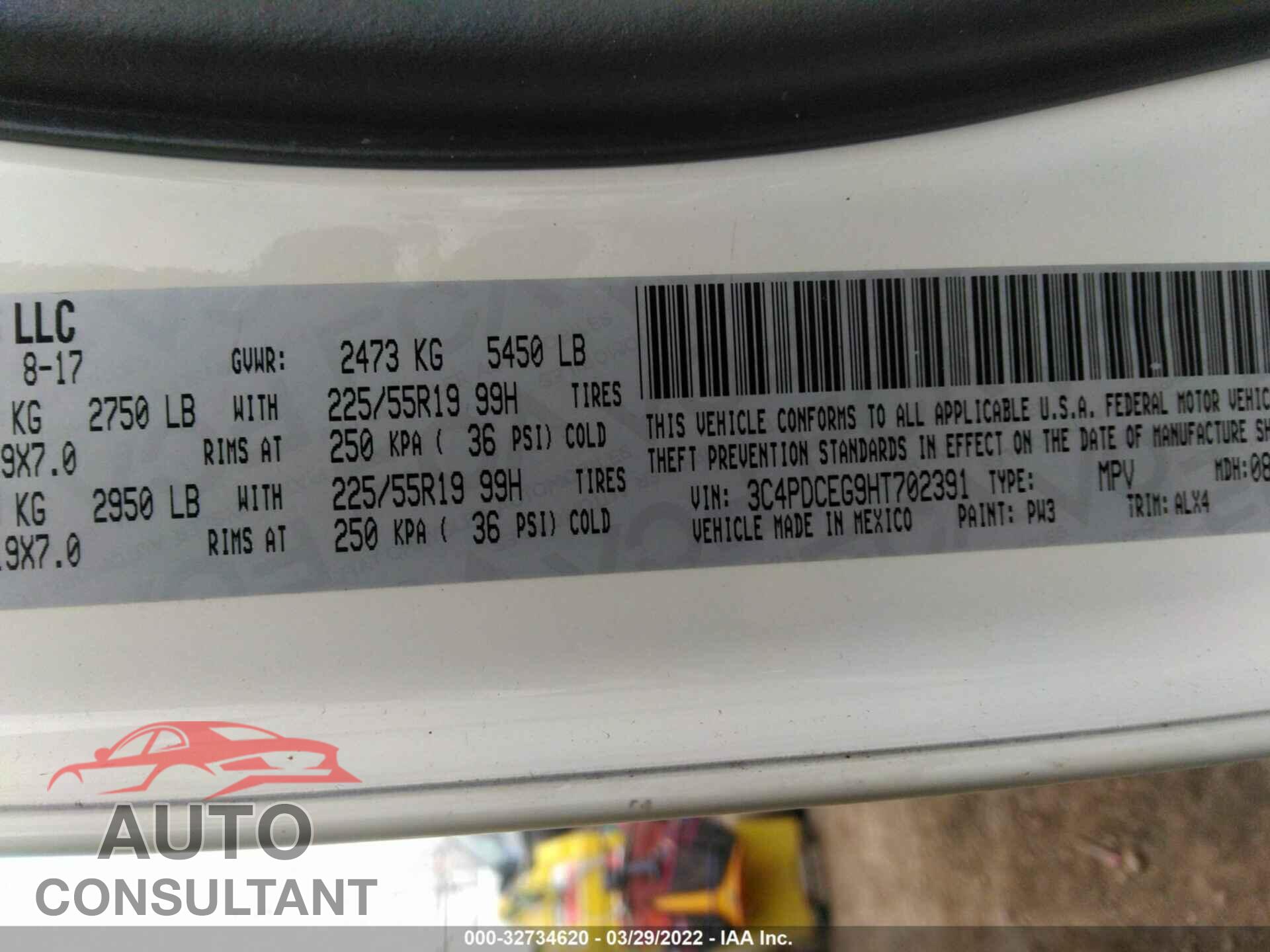 DODGE JOURNEY 2017 - 3C4PDCEG9HT702391
