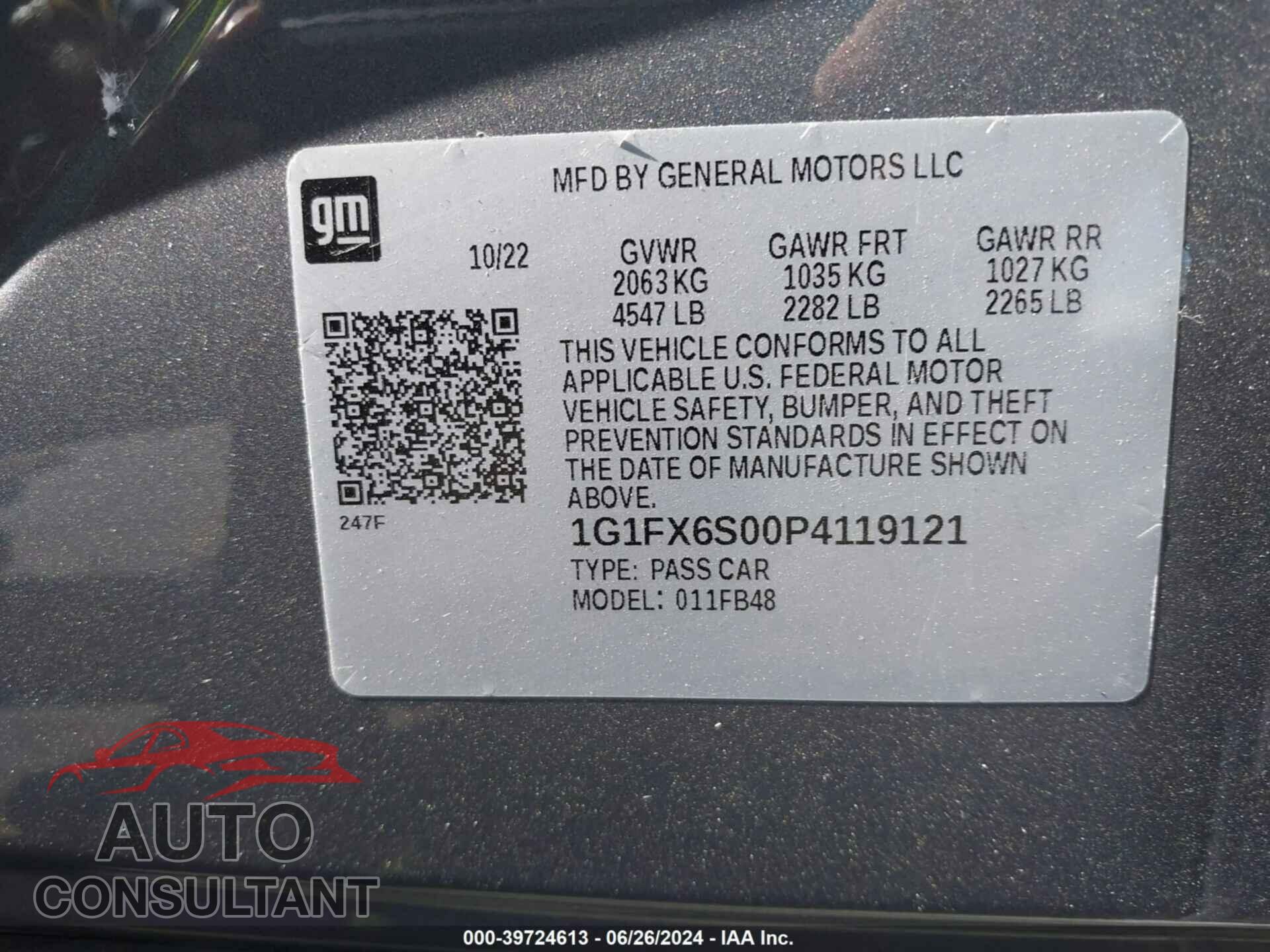CHEVROLET BOLT EV 2023 - 1G1FX6S00P4119121
